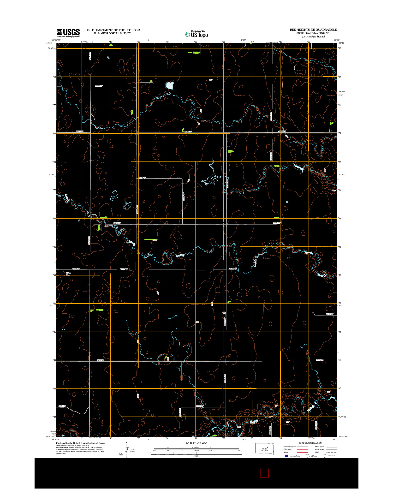 USGS US TOPO 7.5-MINUTE MAP FOR REE HEIGHTS NE, SD 2012