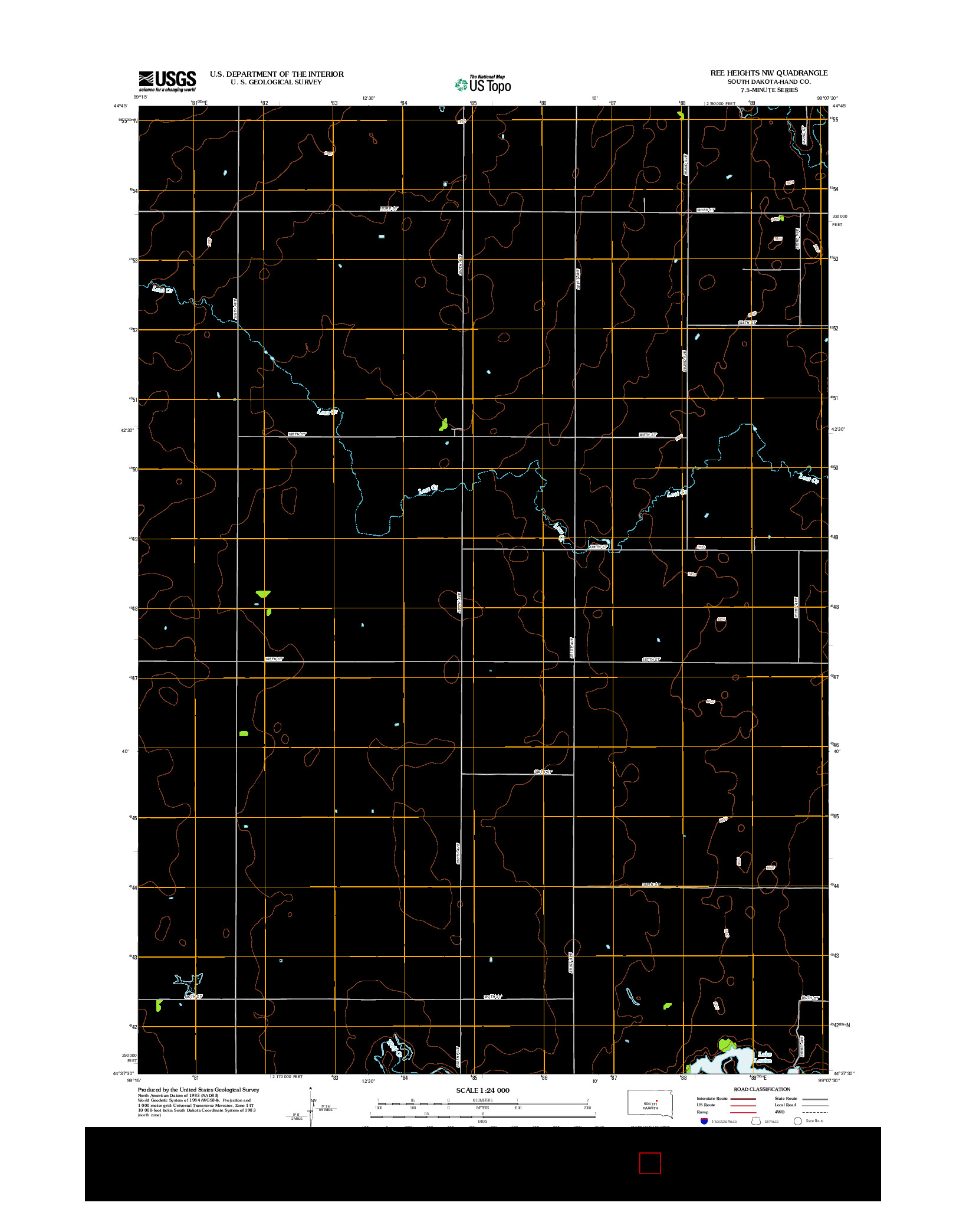 USGS US TOPO 7.5-MINUTE MAP FOR REE HEIGHTS NW, SD 2012