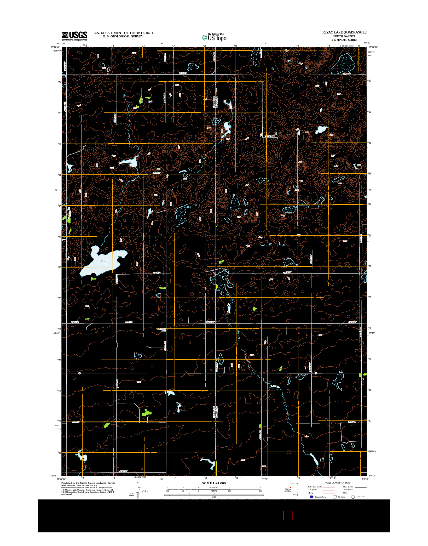 USGS US TOPO 7.5-MINUTE MAP FOR REZAC LAKE, SD 2012