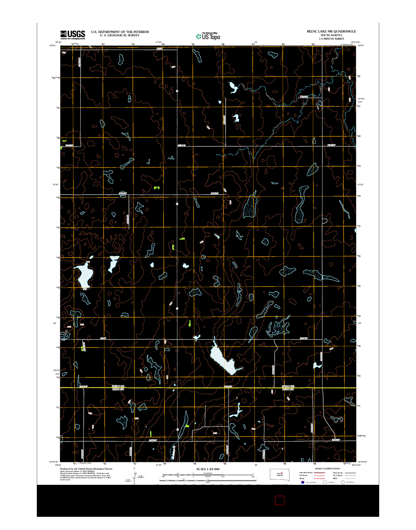 USGS US TOPO 7.5-MINUTE MAP FOR REZAC LAKE NW, SD 2012