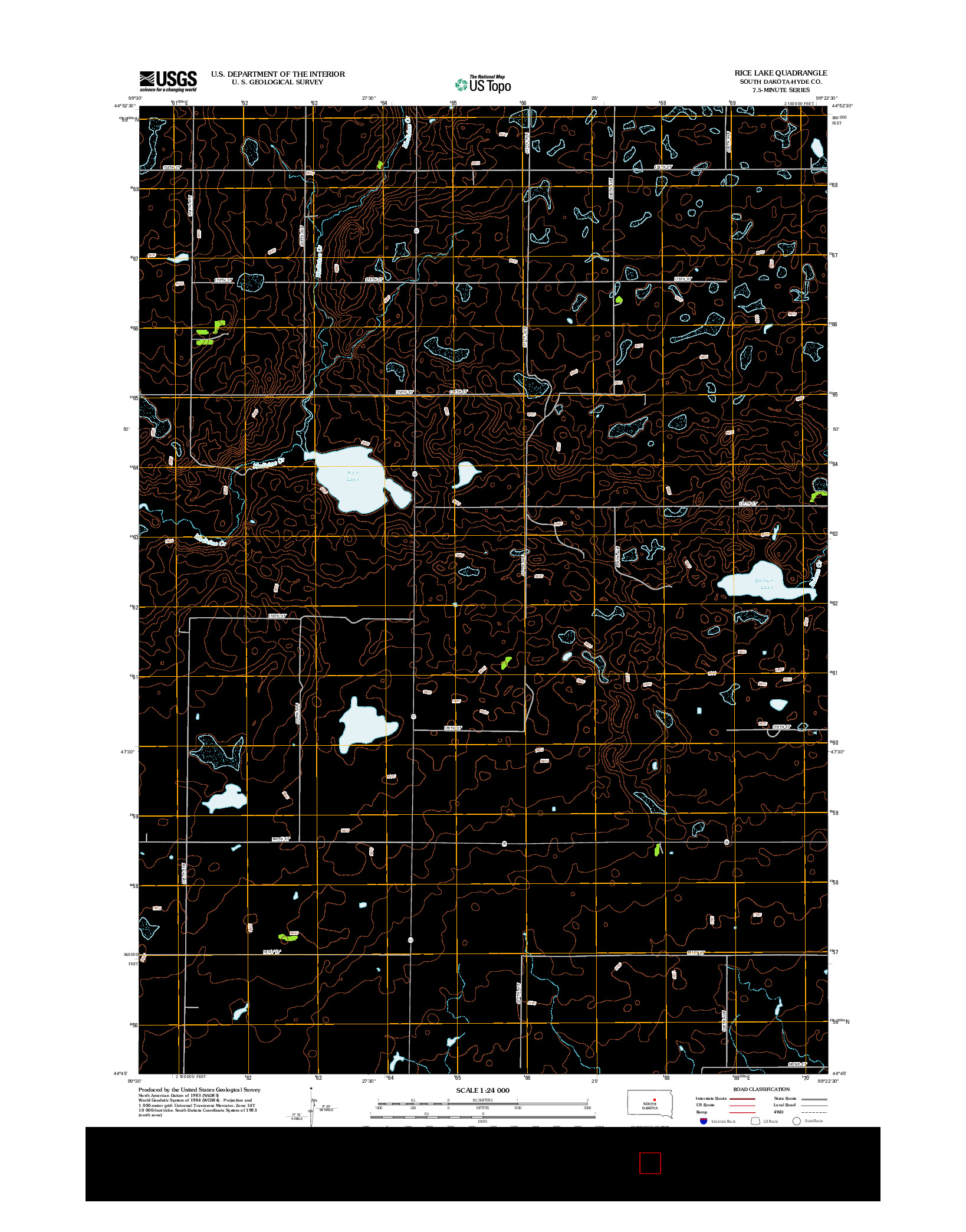 USGS US TOPO 7.5-MINUTE MAP FOR RICE LAKE, SD 2012