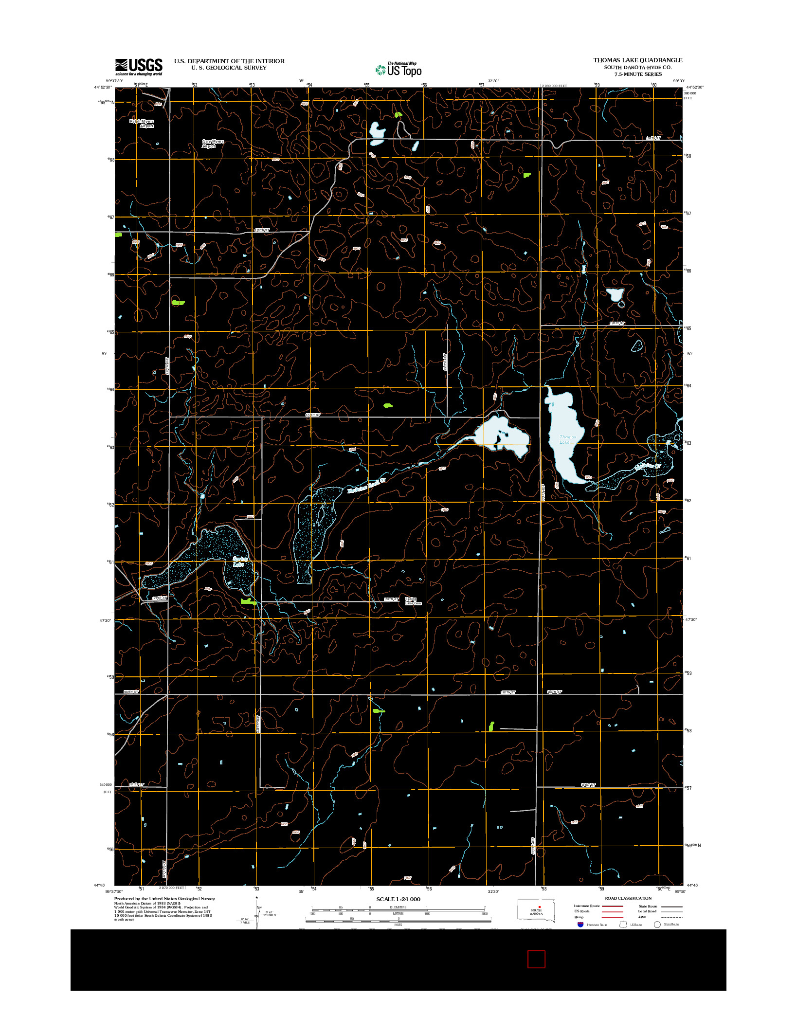 USGS US TOPO 7.5-MINUTE MAP FOR THOMAS LAKE, SD 2012