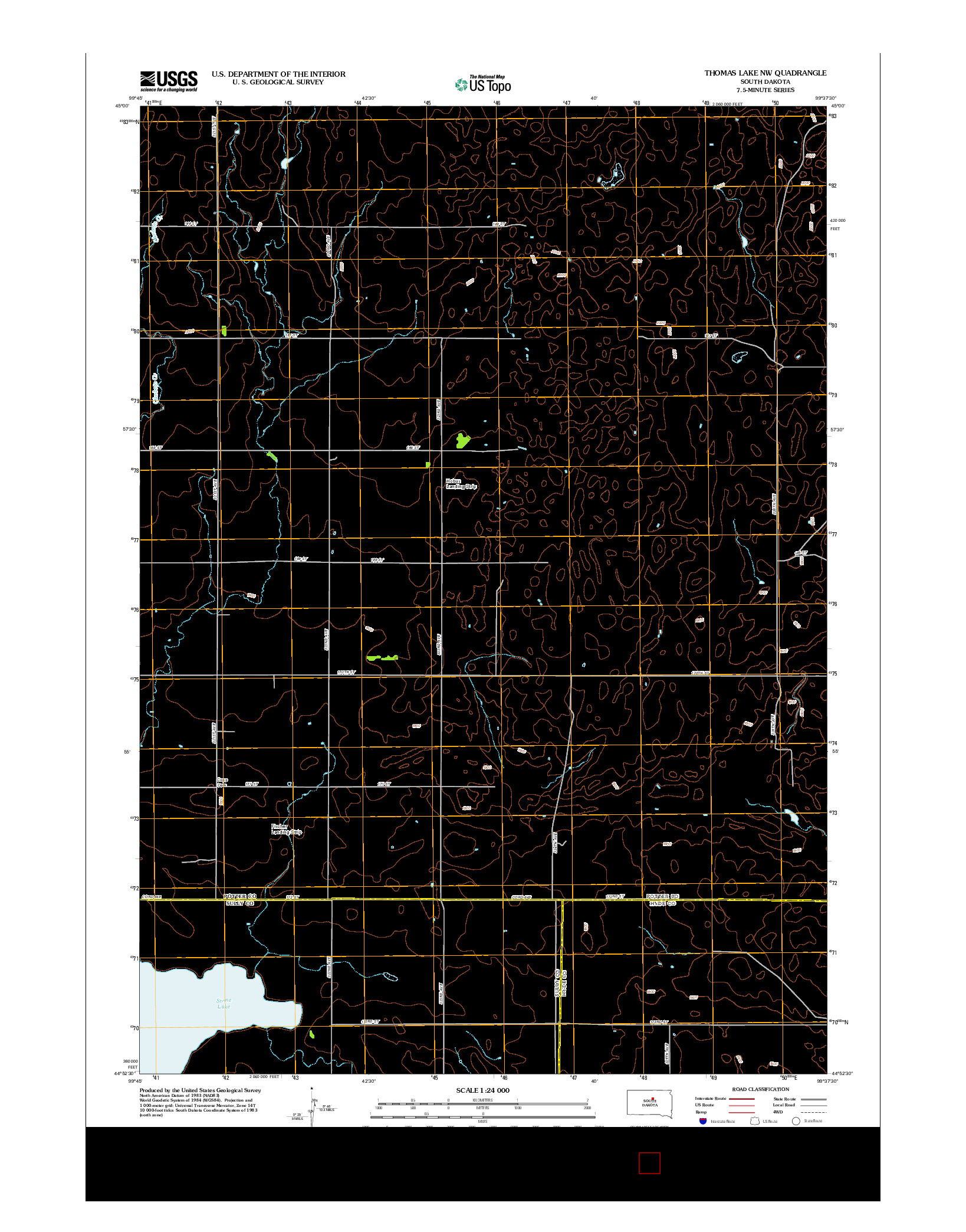 USGS US TOPO 7.5-MINUTE MAP FOR THOMAS LAKE NW, SD 2012