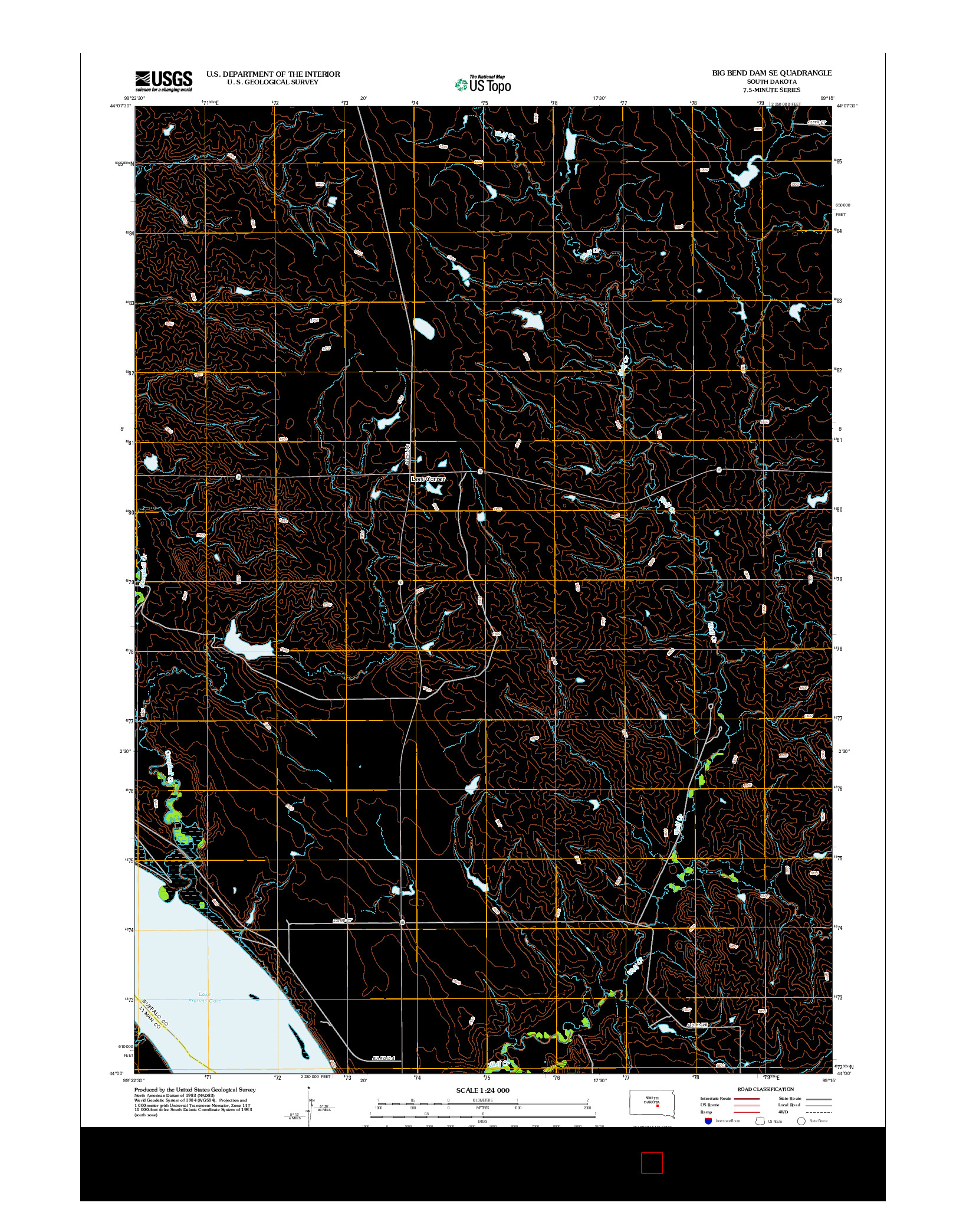 USGS US TOPO 7.5-MINUTE MAP FOR BIG BEND DAM SE, SD 2012