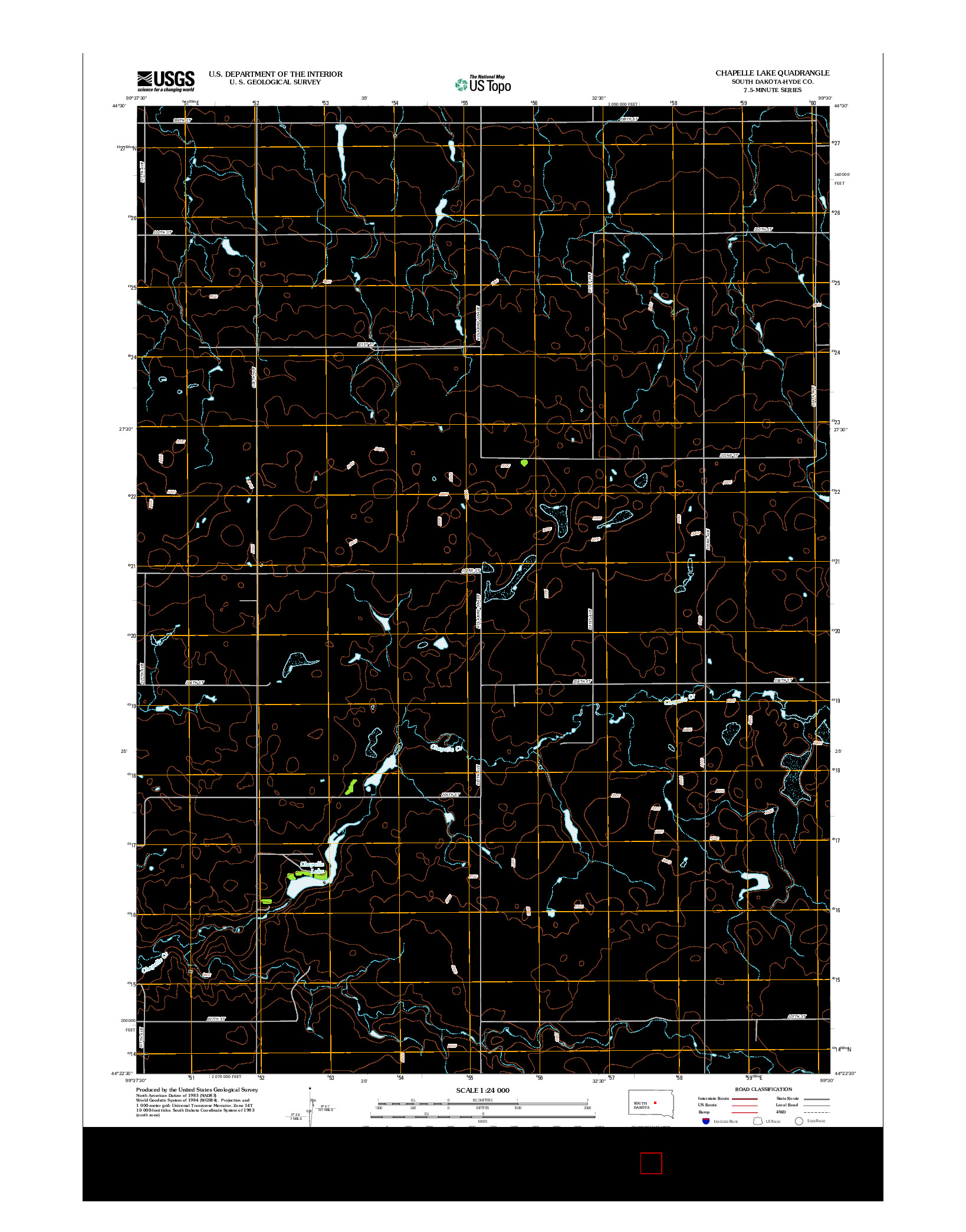 USGS US TOPO 7.5-MINUTE MAP FOR CHAPELLE LAKE, SD 2012