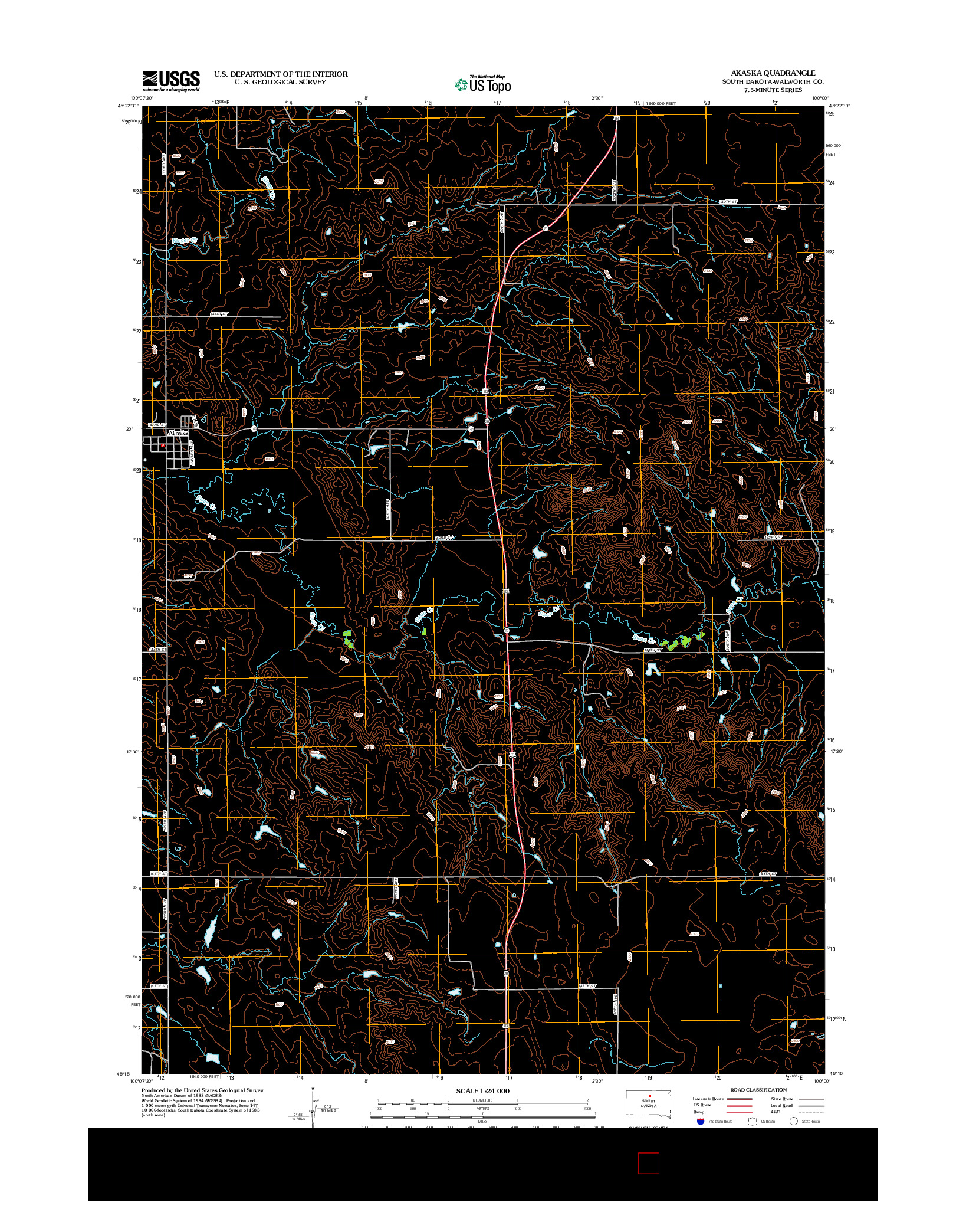 USGS US TOPO 7.5-MINUTE MAP FOR AKASKA, SD 2012
