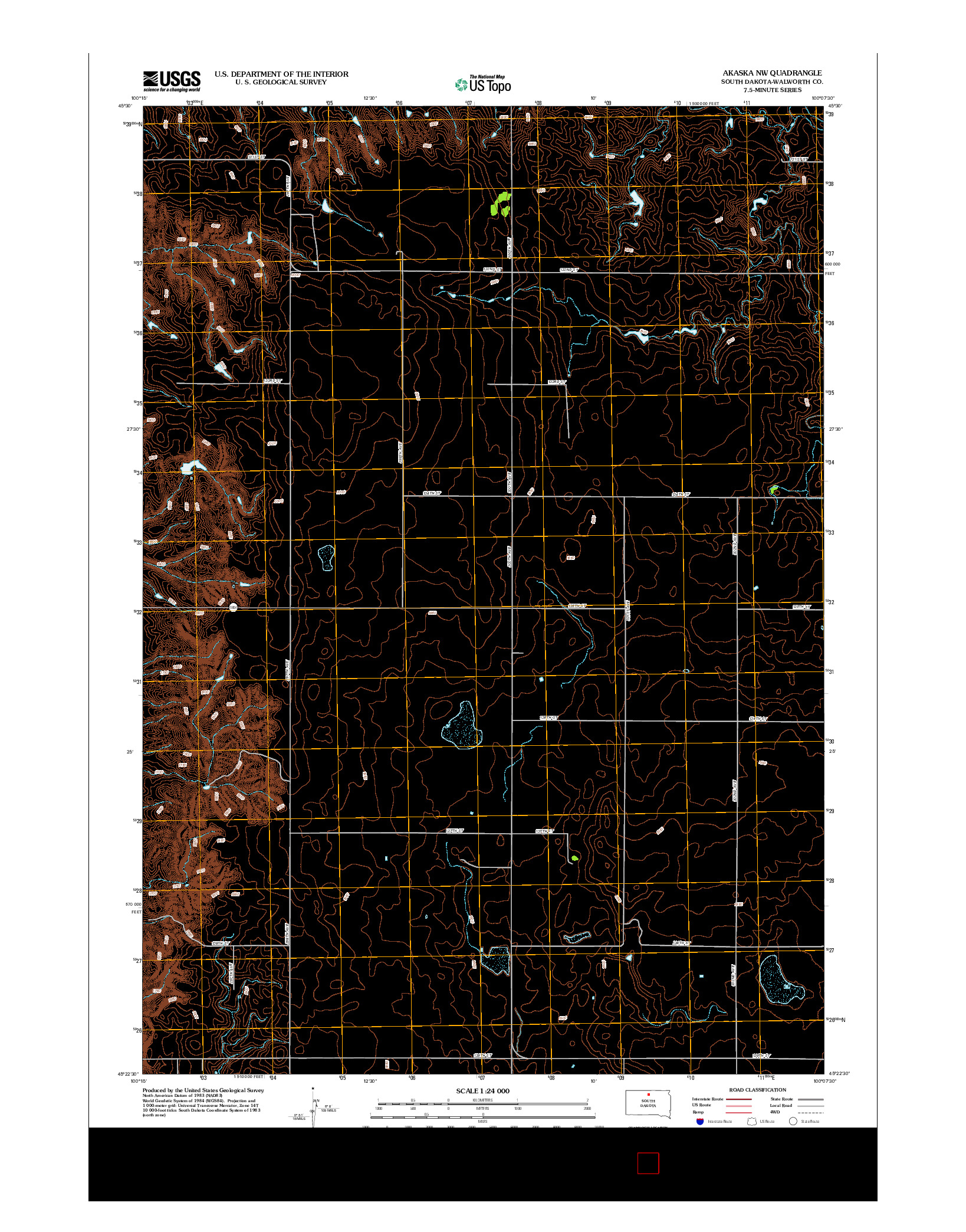 USGS US TOPO 7.5-MINUTE MAP FOR AKASKA NW, SD 2012