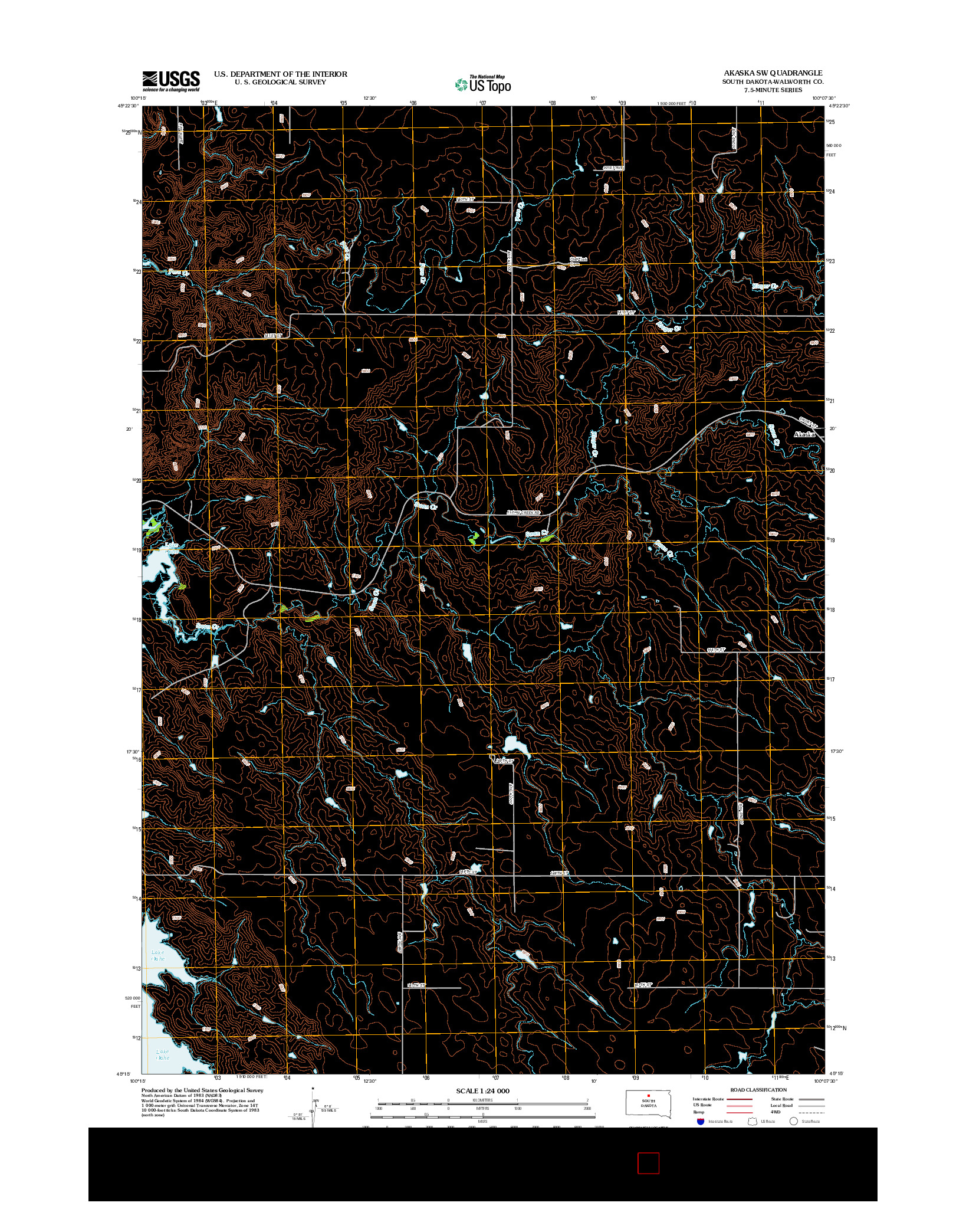 USGS US TOPO 7.5-MINUTE MAP FOR AKASKA SW, SD 2012