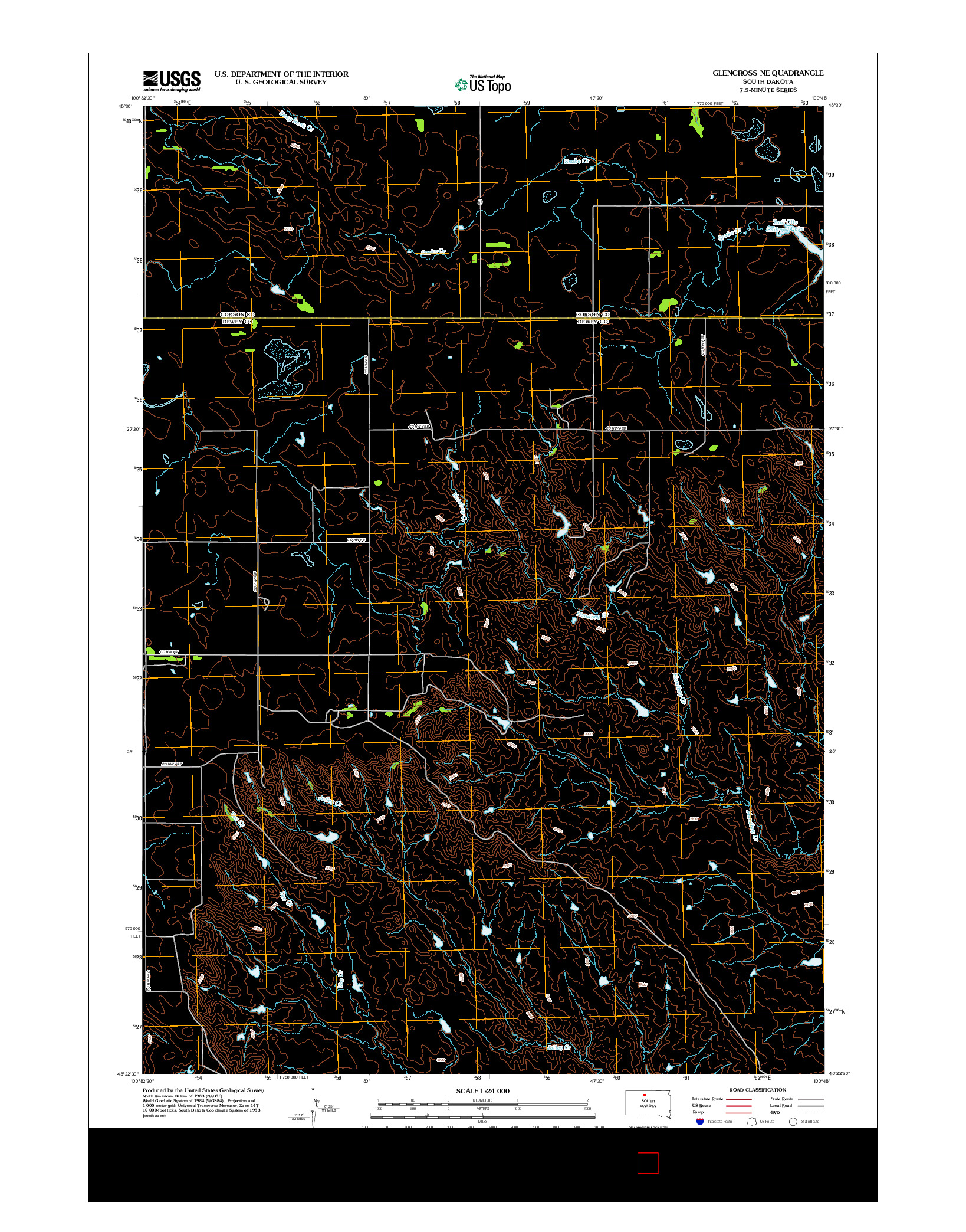 USGS US TOPO 7.5-MINUTE MAP FOR GLENCROSS NE, SD 2012