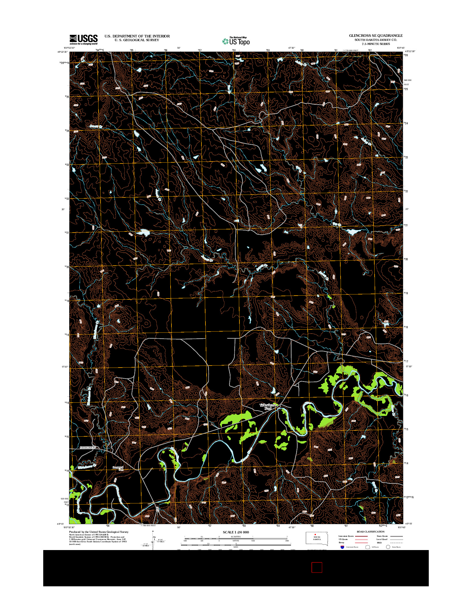 USGS US TOPO 7.5-MINUTE MAP FOR GLENCROSS SE, SD 2012
