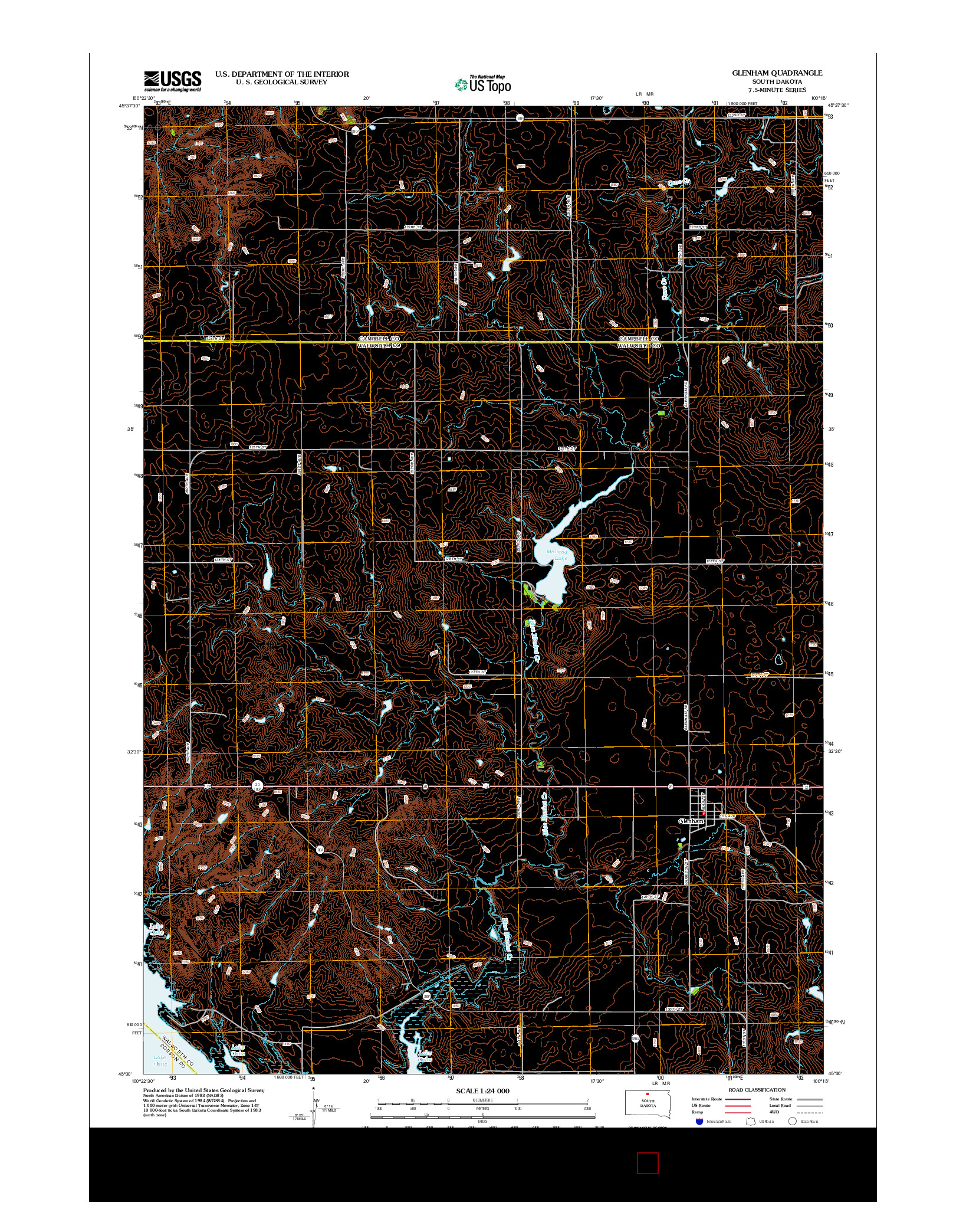 USGS US TOPO 7.5-MINUTE MAP FOR GLENHAM, SD 2012