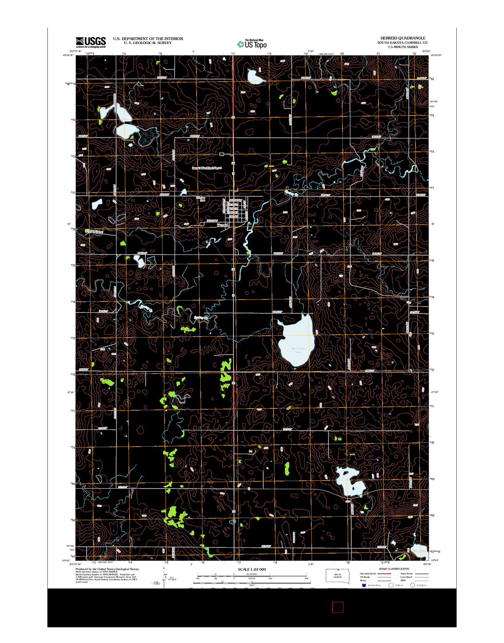 USGS US TOPO 7.5-MINUTE MAP FOR HERREID, SD 2012