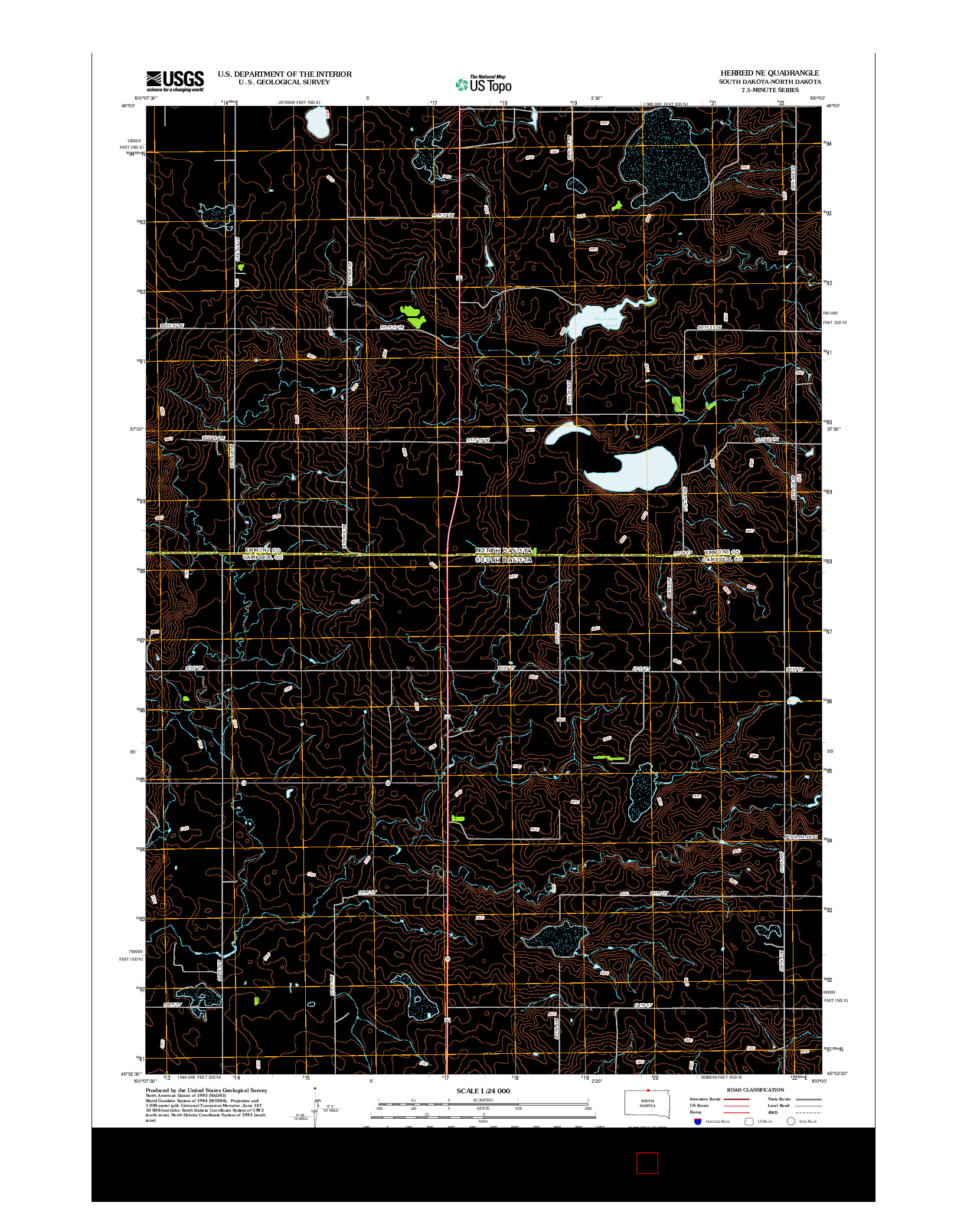 USGS US TOPO 7.5-MINUTE MAP FOR HERREID NE, SD-ND 2012