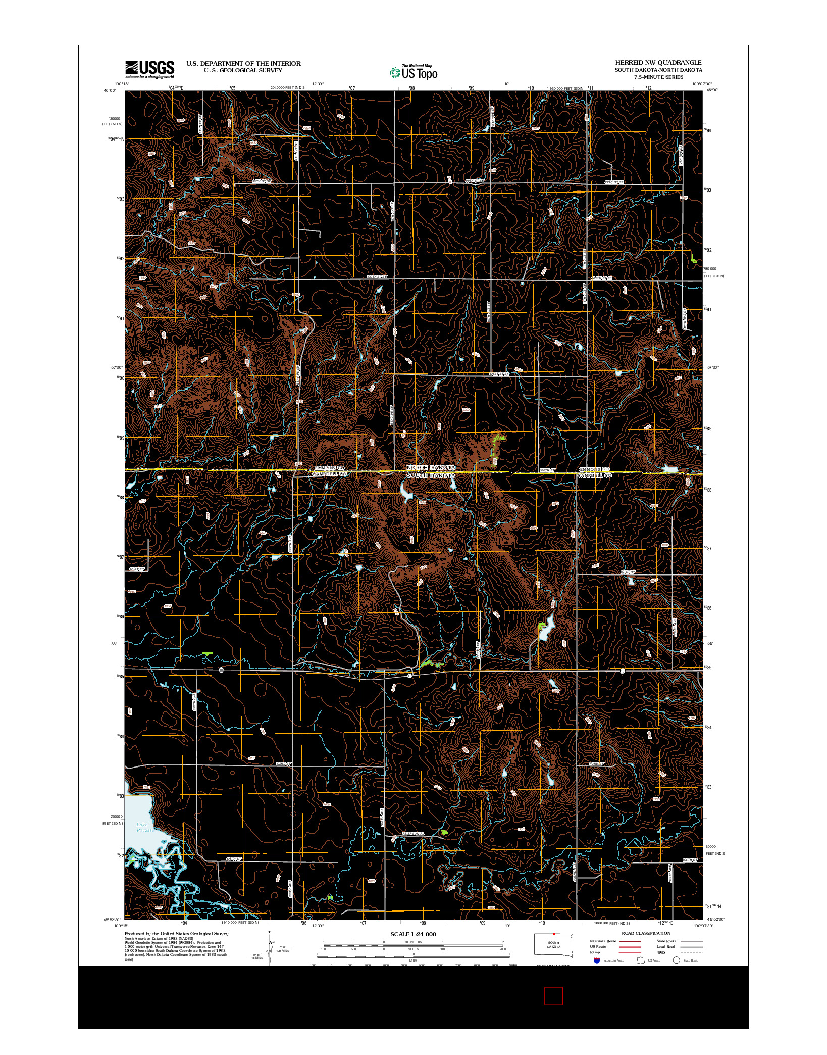 USGS US TOPO 7.5-MINUTE MAP FOR HERREID NW, SD-ND 2012