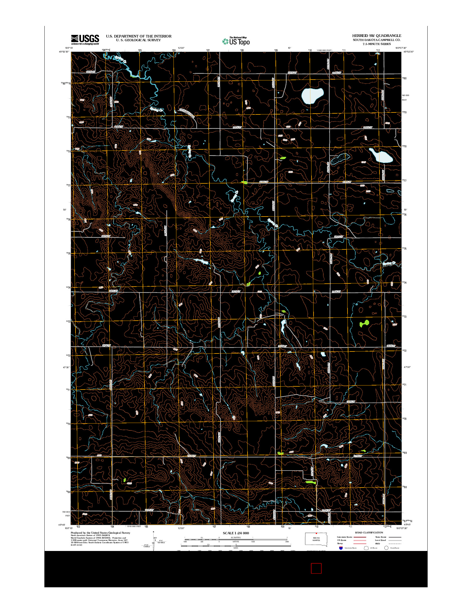 USGS US TOPO 7.5-MINUTE MAP FOR HERREID SW, SD 2012