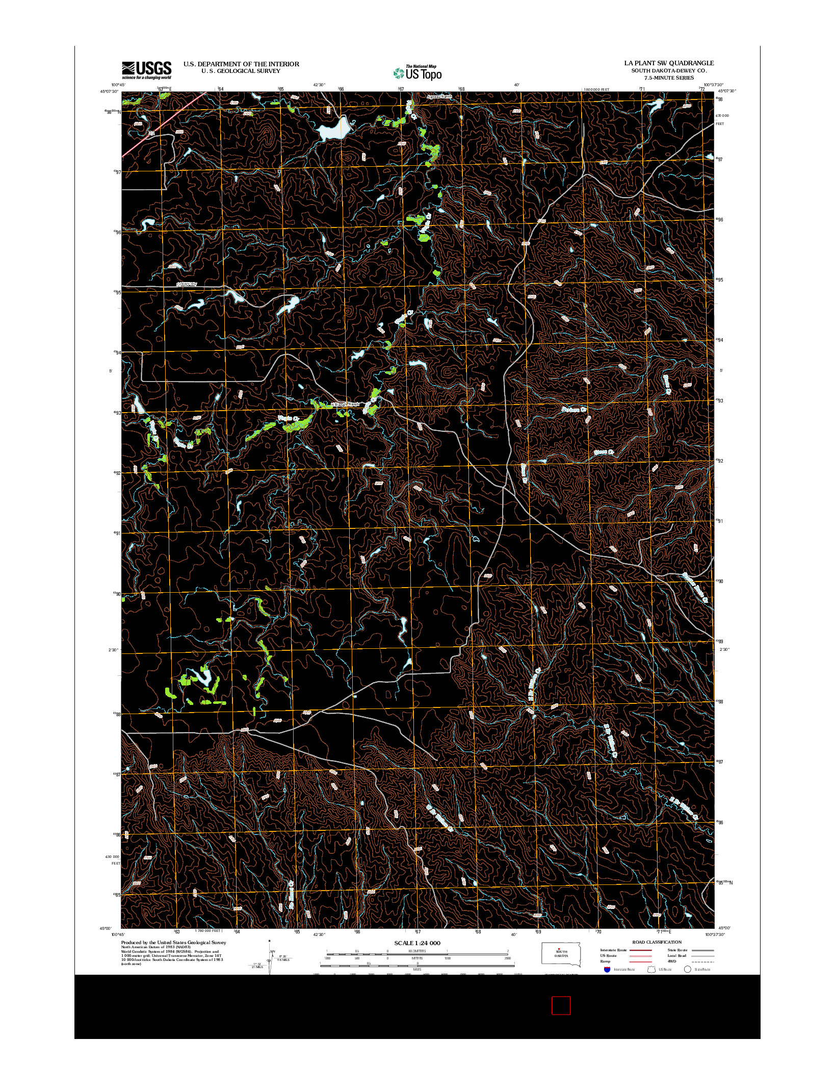USGS US TOPO 7.5-MINUTE MAP FOR LA PLANT SW, SD 2012