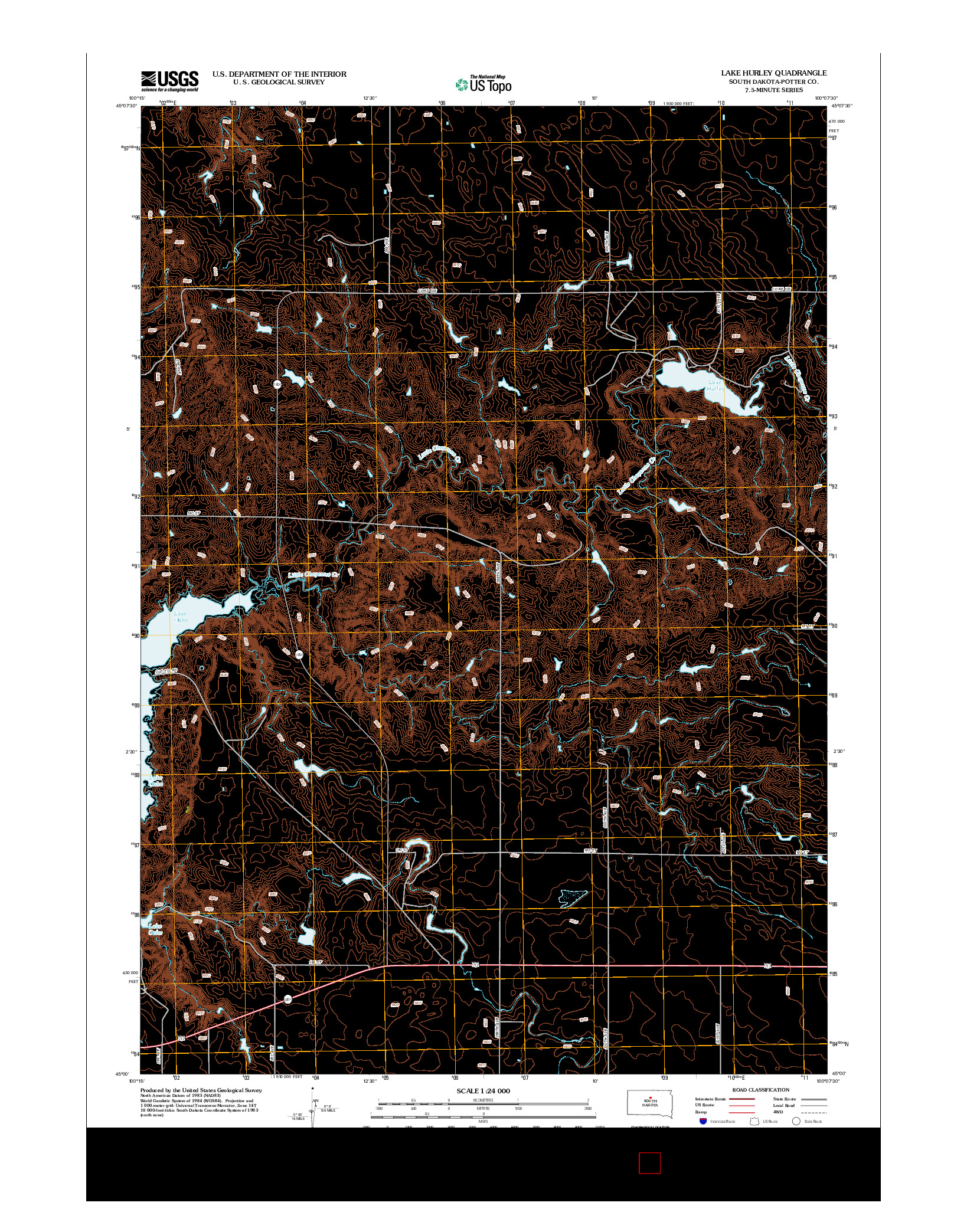 USGS US TOPO 7.5-MINUTE MAP FOR LAKE HURLEY, SD 2012