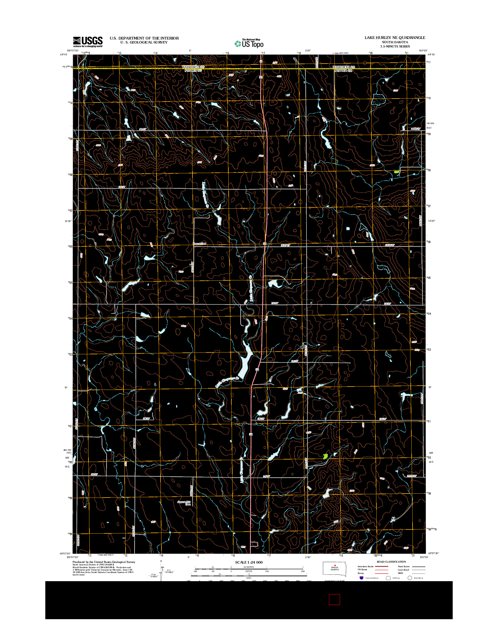 USGS US TOPO 7.5-MINUTE MAP FOR LAKE HURLEY NE, SD 2012