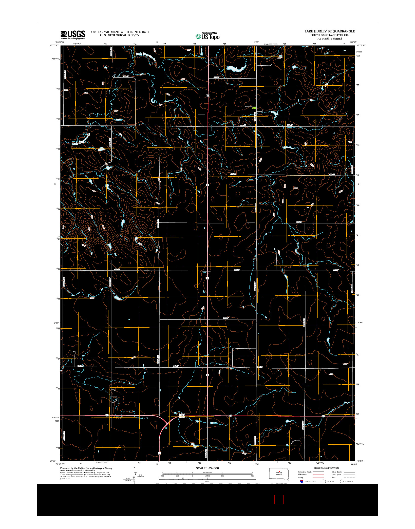USGS US TOPO 7.5-MINUTE MAP FOR LAKE HURLEY SE, SD 2012