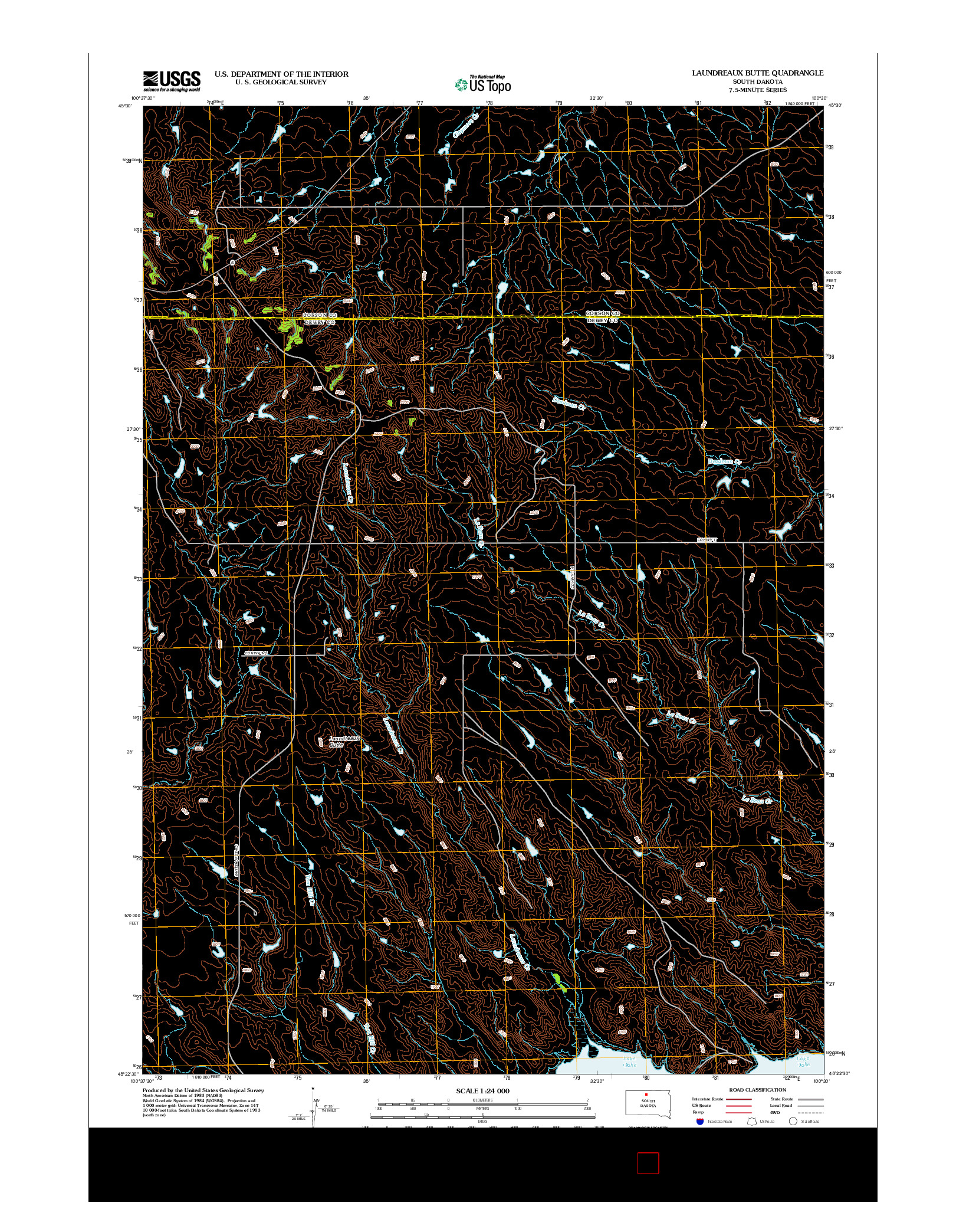 USGS US TOPO 7.5-MINUTE MAP FOR LAUNDREAUX BUTTE, SD 2012
