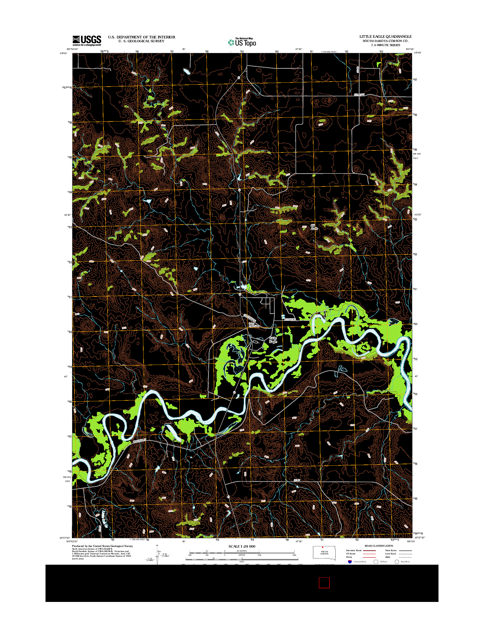 USGS US TOPO 7.5-MINUTE MAP FOR LITTLE EAGLE, SD 2012
