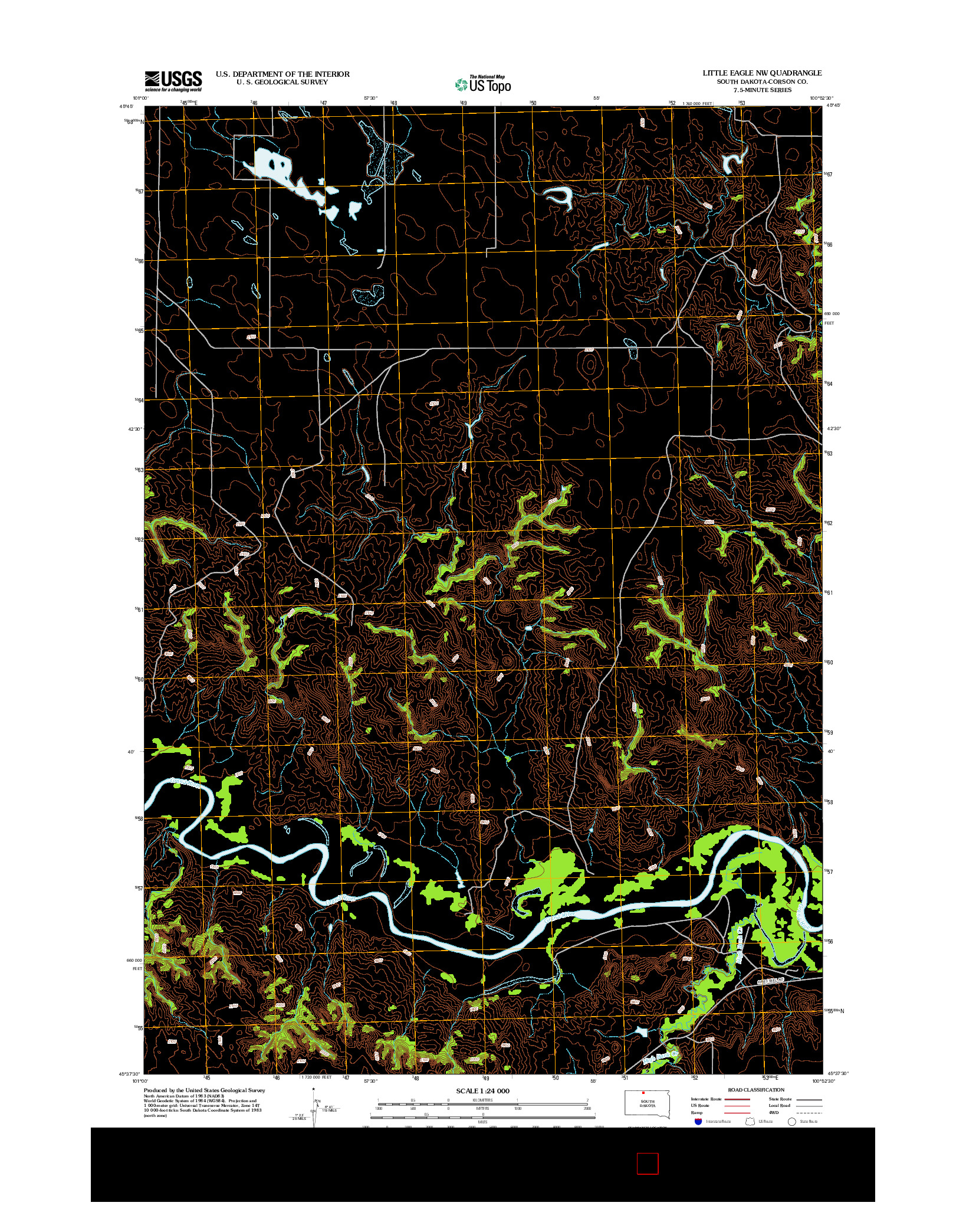 USGS US TOPO 7.5-MINUTE MAP FOR LITTLE EAGLE NW, SD 2012