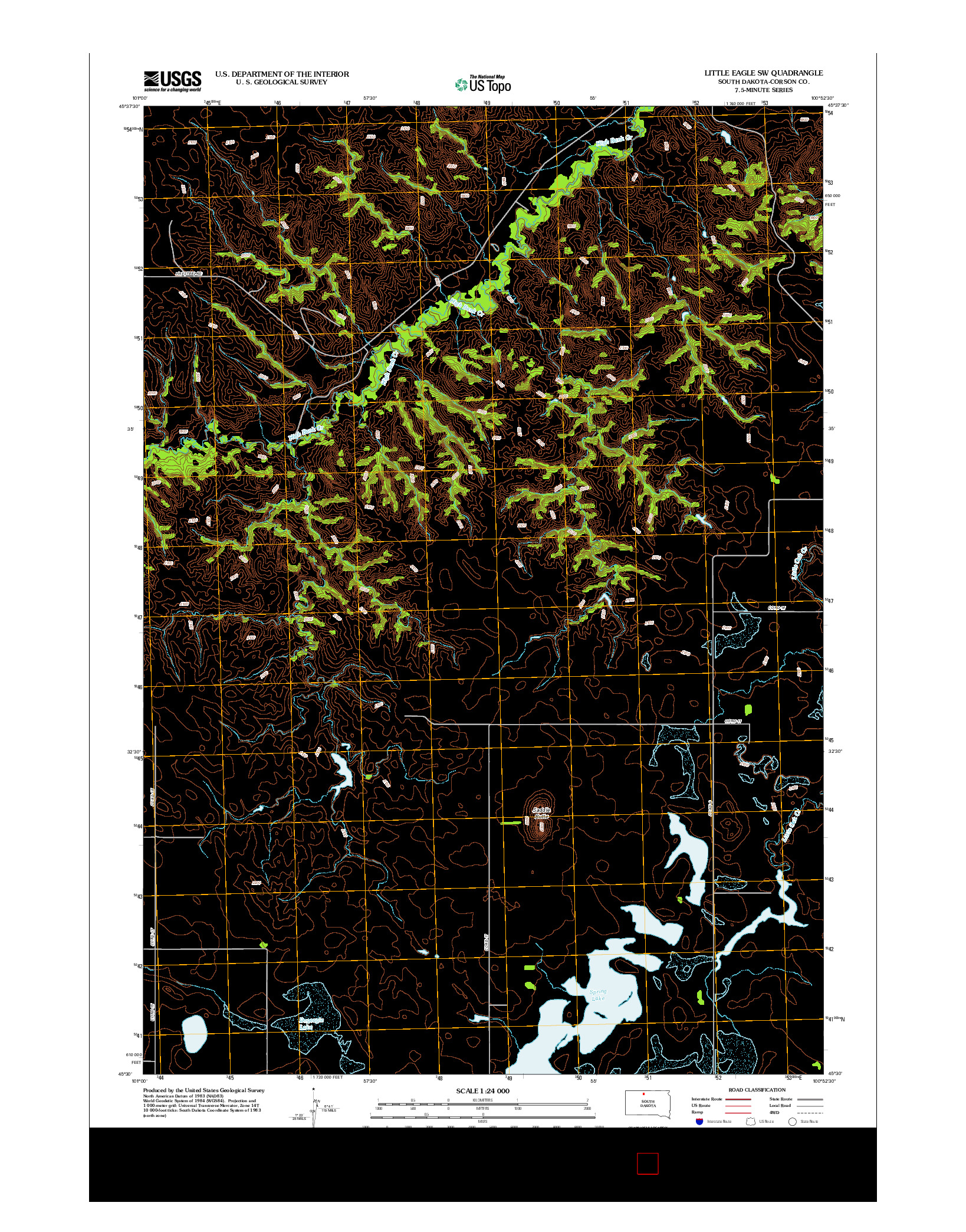 USGS US TOPO 7.5-MINUTE MAP FOR LITTLE EAGLE SW, SD 2012