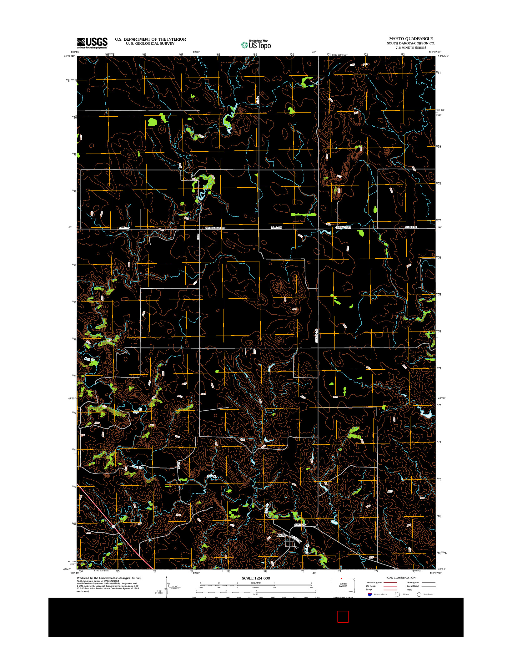 USGS US TOPO 7.5-MINUTE MAP FOR MAHTO, SD 2012