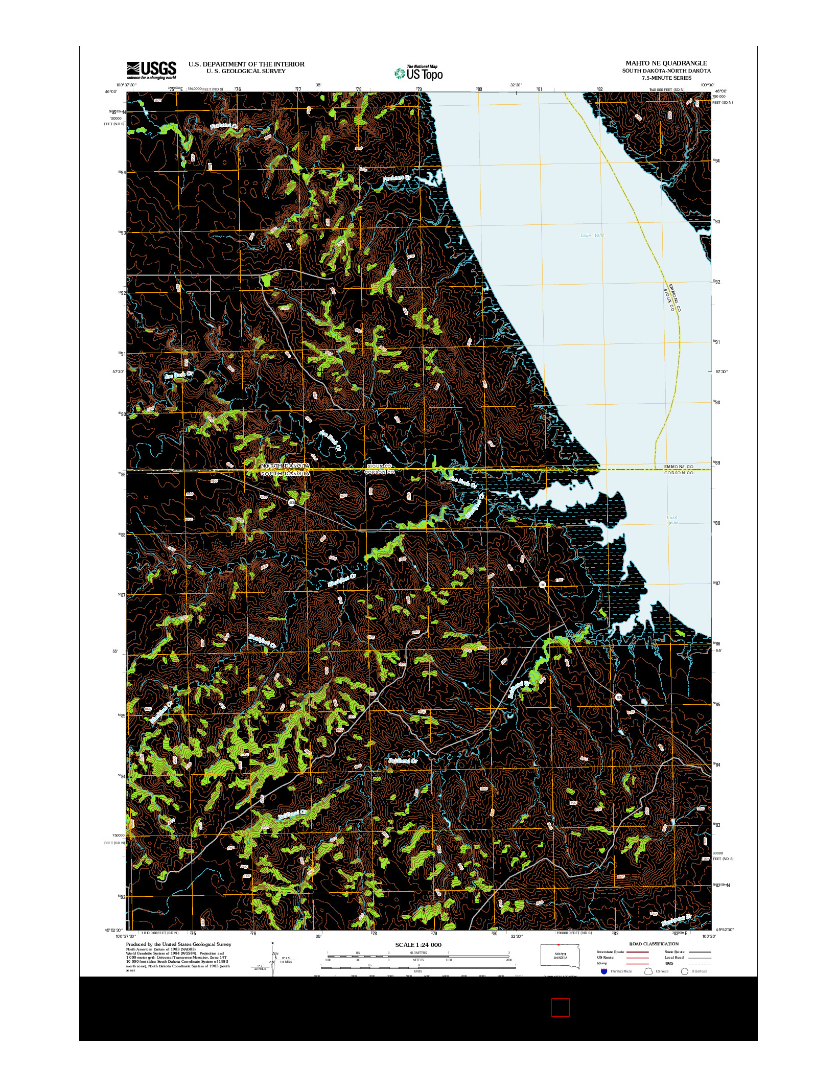 USGS US TOPO 7.5-MINUTE MAP FOR MAHTO NE, SD-ND 2012