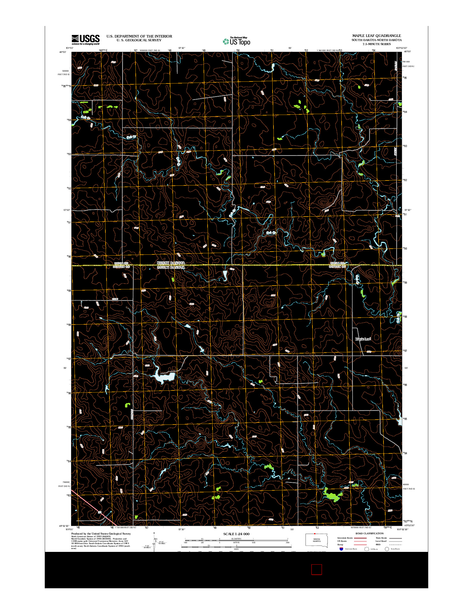 USGS US TOPO 7.5-MINUTE MAP FOR MAPLE LEAF, SD-ND 2012