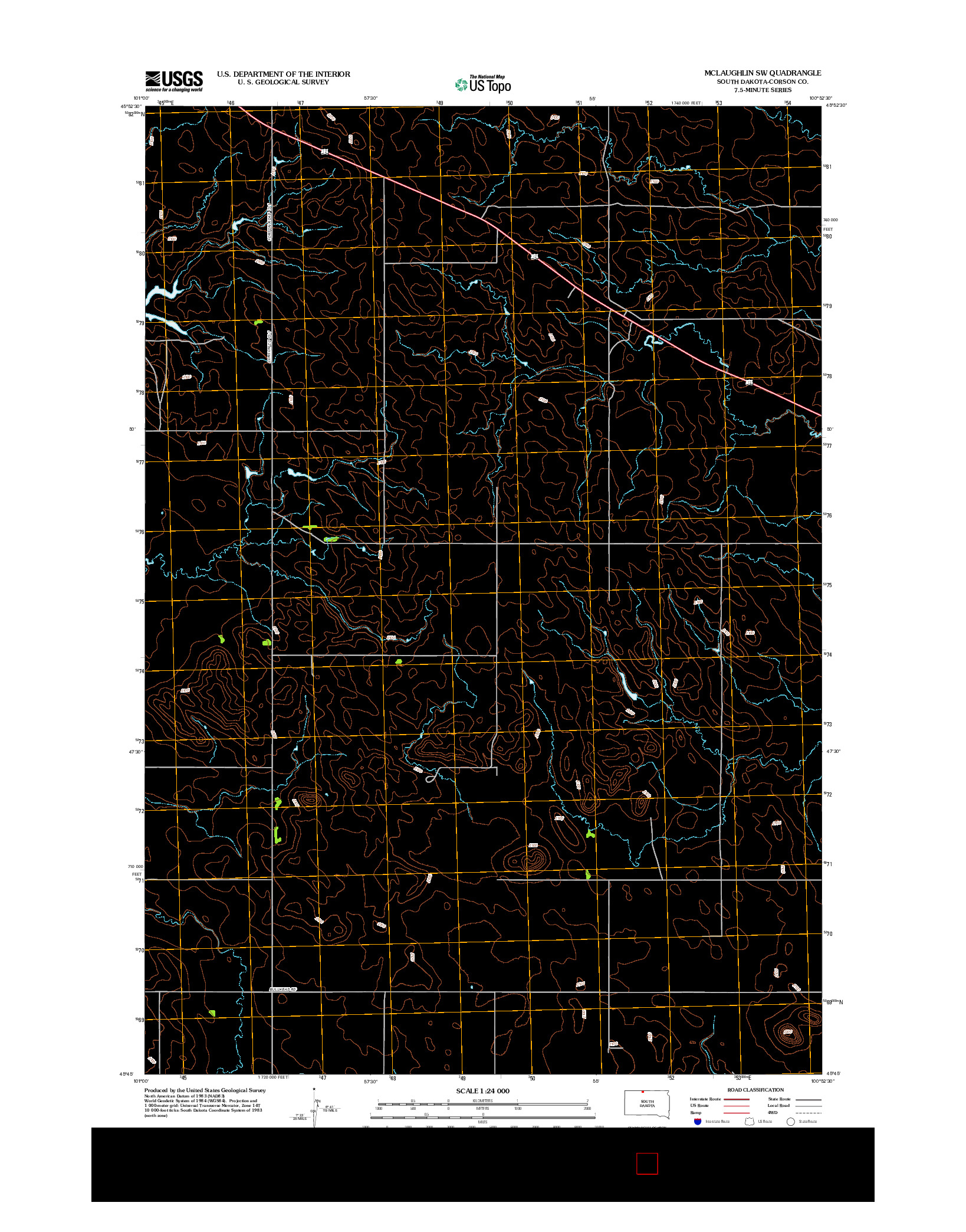 USGS US TOPO 7.5-MINUTE MAP FOR MCLAUGHLIN SW, SD 2012