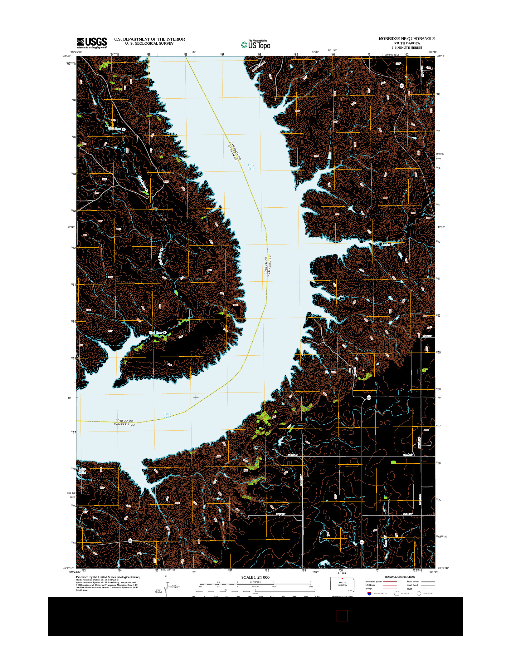 USGS US TOPO 7.5-MINUTE MAP FOR MOBRIDGE NE, SD 2012