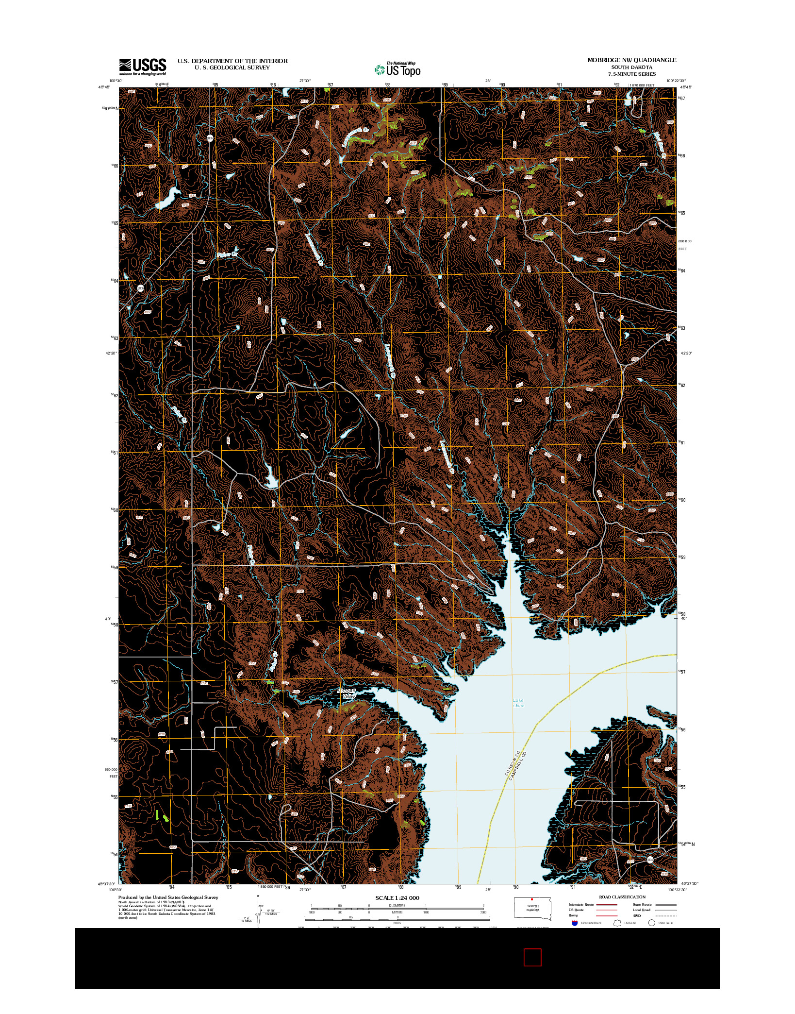 USGS US TOPO 7.5-MINUTE MAP FOR MOBRIDGE NW, SD 2012