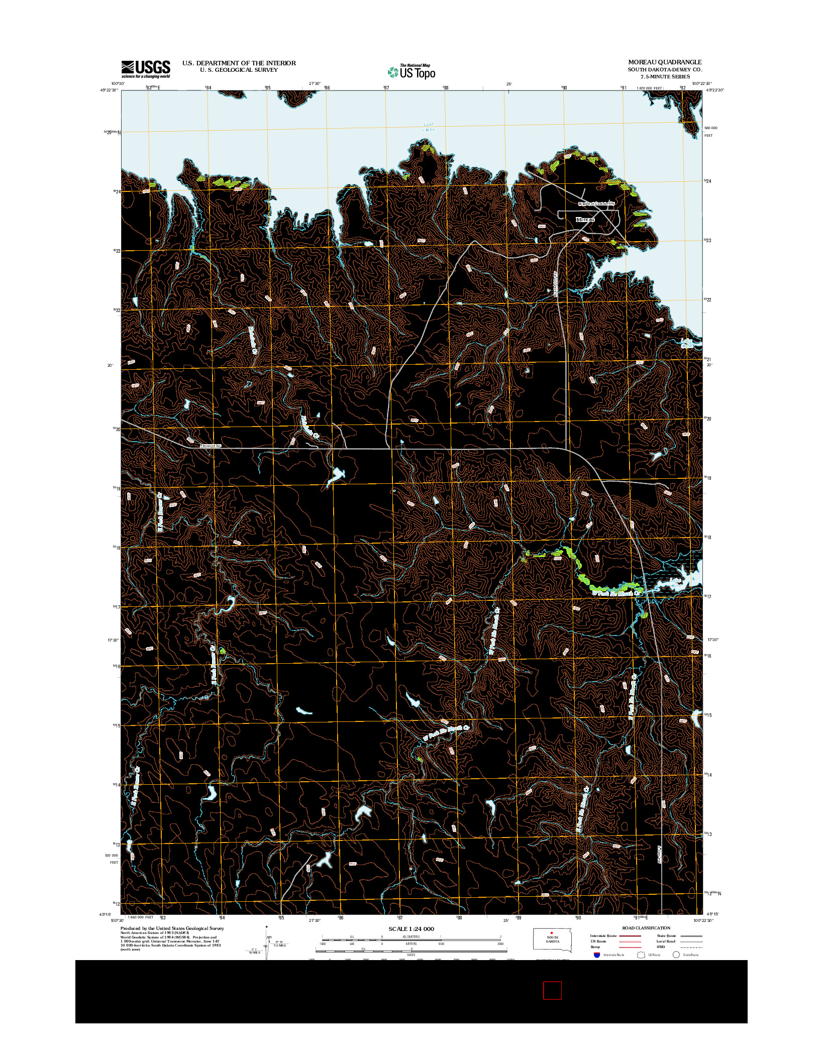 USGS US TOPO 7.5-MINUTE MAP FOR MOREAU, SD 2012