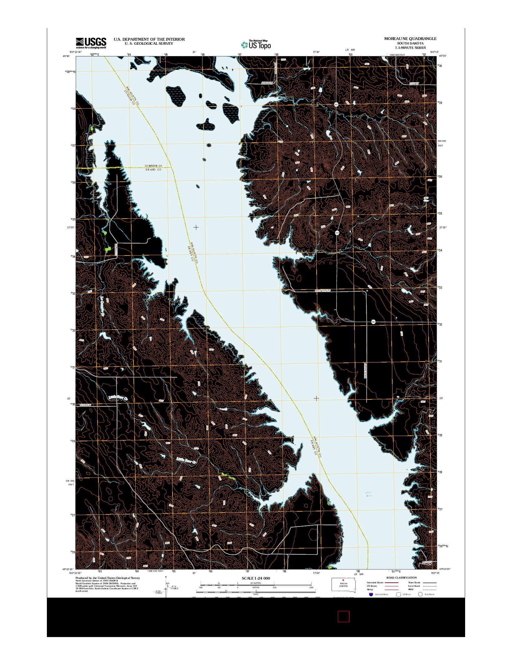 USGS US TOPO 7.5-MINUTE MAP FOR MOREAU NE, SD 2012
