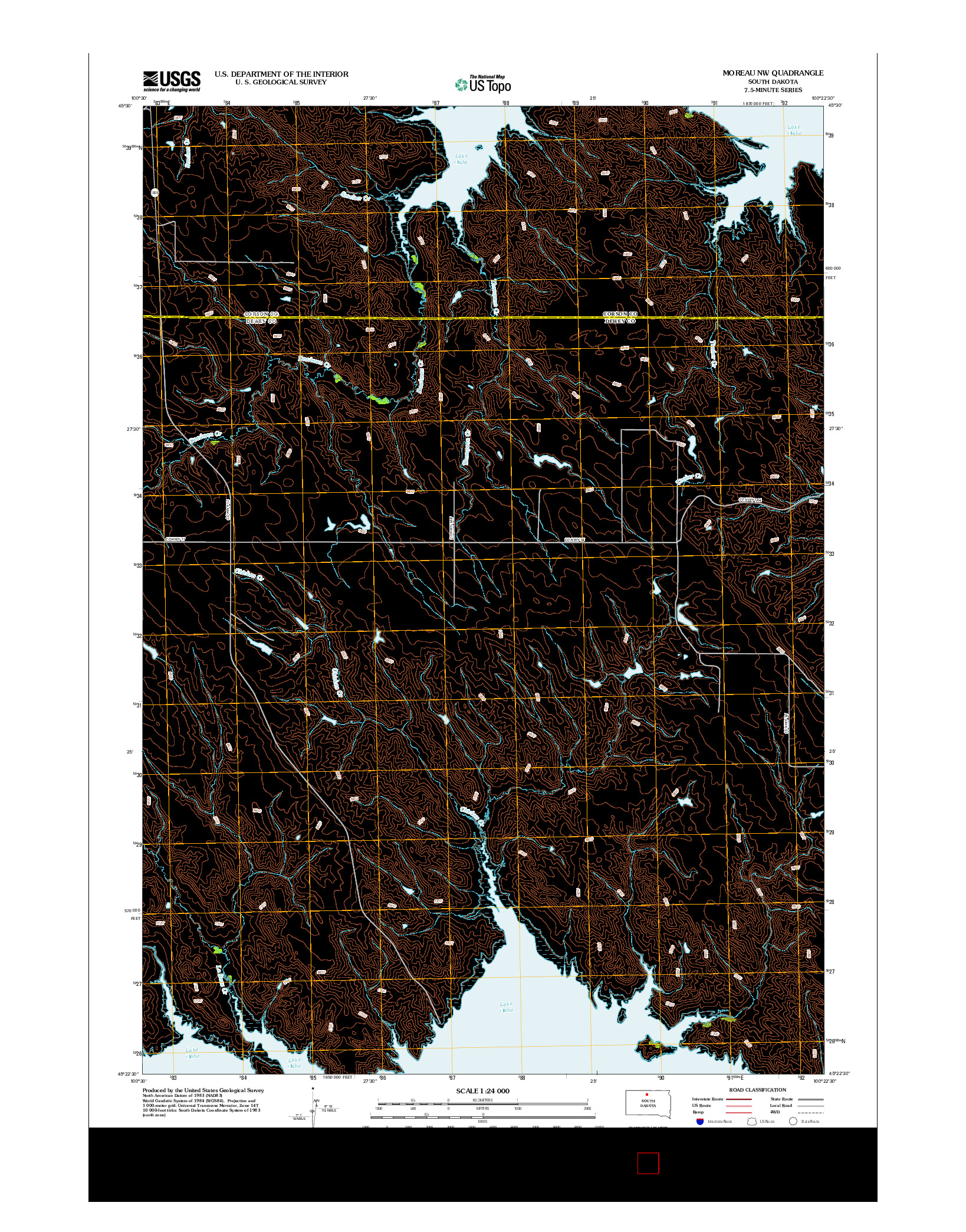USGS US TOPO 7.5-MINUTE MAP FOR MOREAU NW, SD 2012