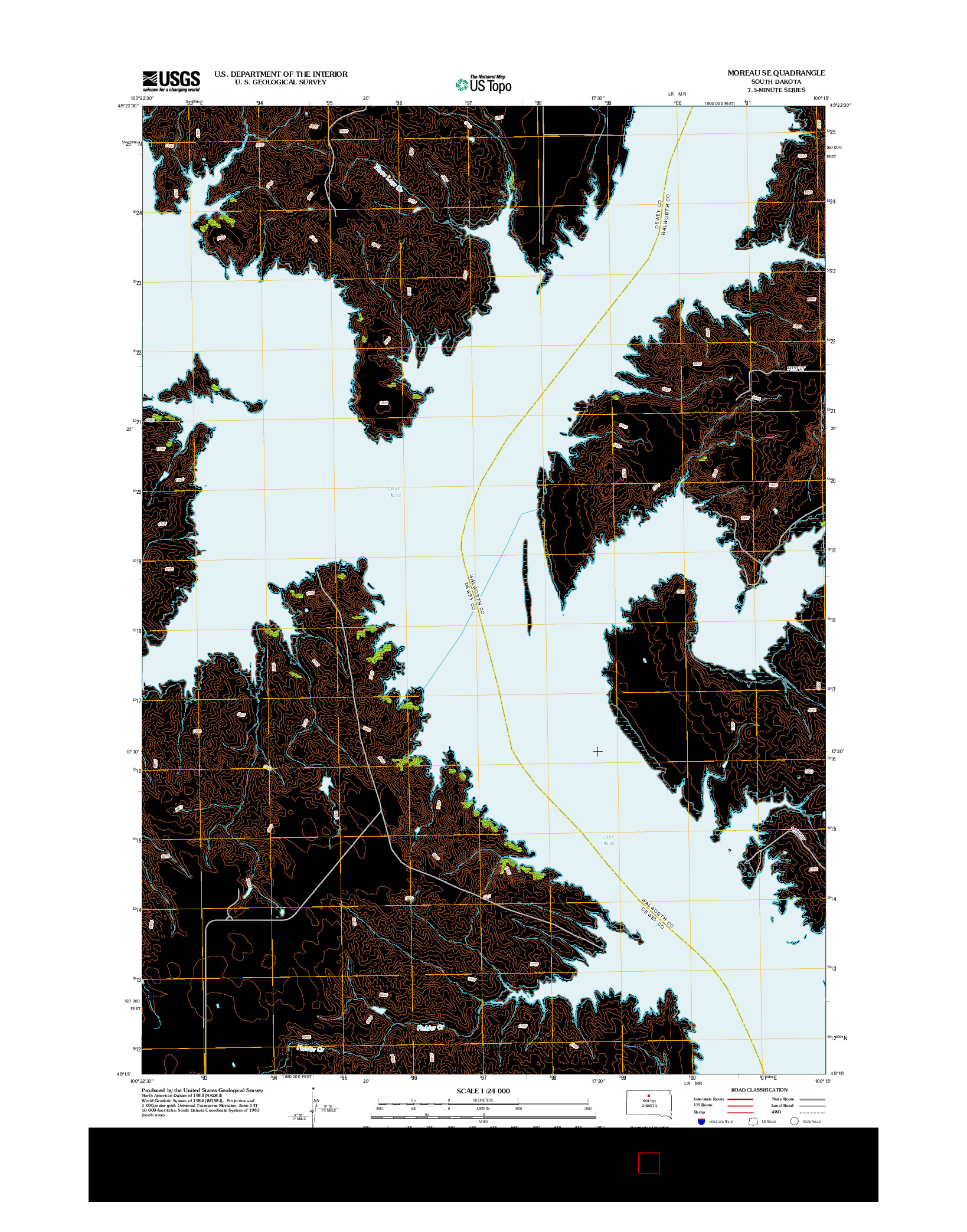 USGS US TOPO 7.5-MINUTE MAP FOR MOREAU SE, SD 2012
