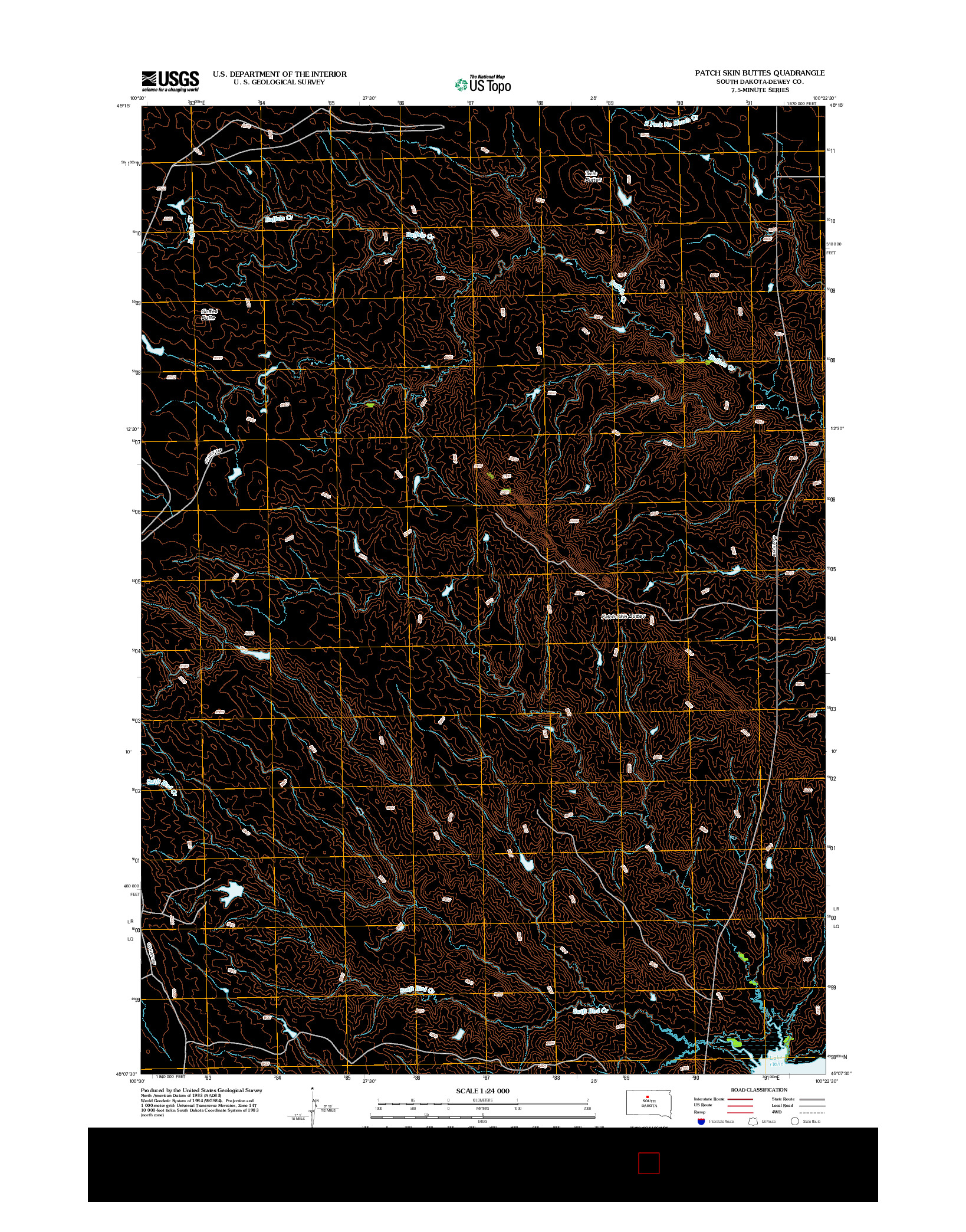 USGS US TOPO 7.5-MINUTE MAP FOR PATCH SKIN BUTTES, SD 2012