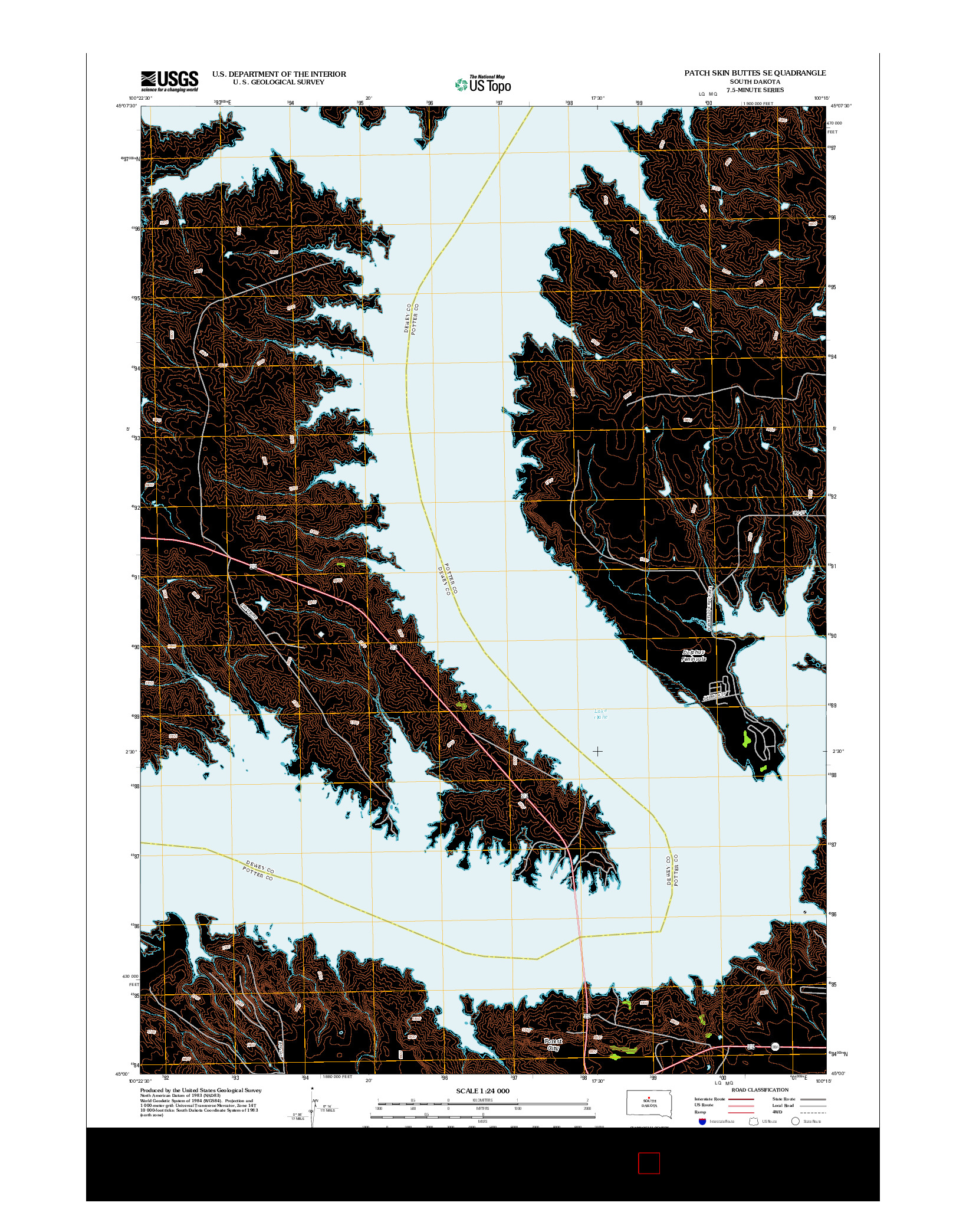 USGS US TOPO 7.5-MINUTE MAP FOR PATCH SKIN BUTTES SE, SD 2012