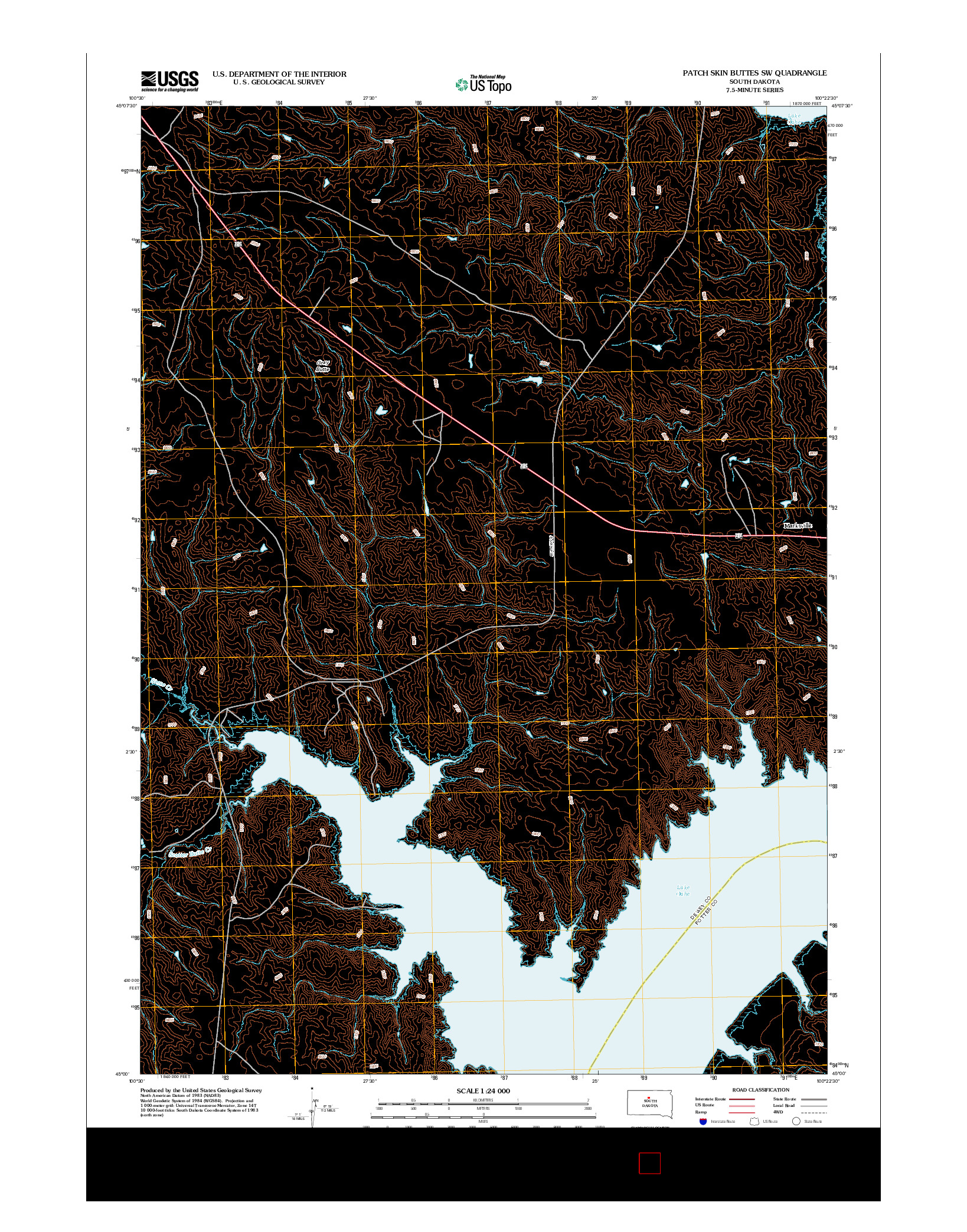 USGS US TOPO 7.5-MINUTE MAP FOR PATCH SKIN BUTTES SW, SD 2012