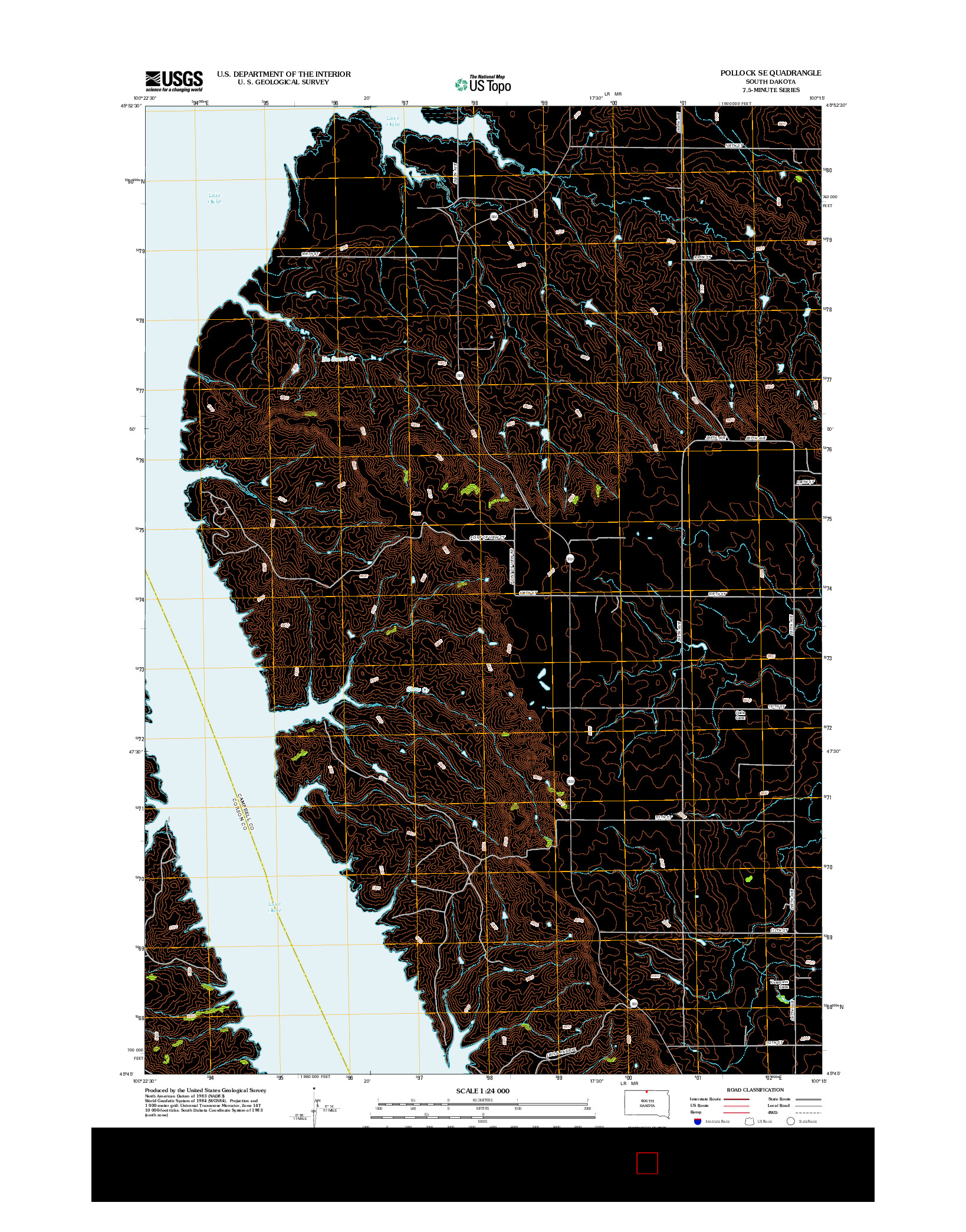USGS US TOPO 7.5-MINUTE MAP FOR POLLOCK SE, SD 2012