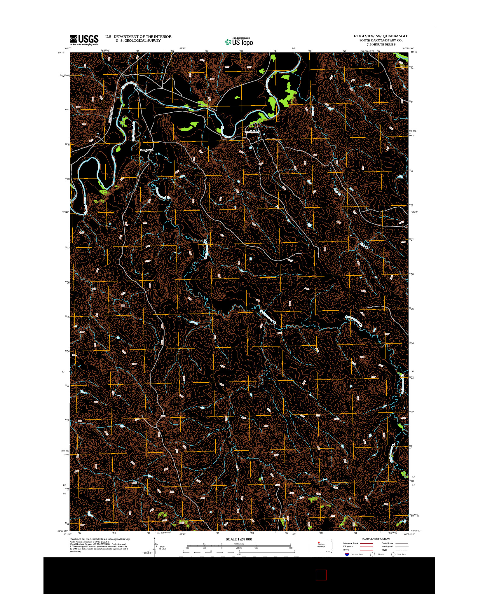 USGS US TOPO 7.5-MINUTE MAP FOR RIDGEVIEW NW, SD 2012