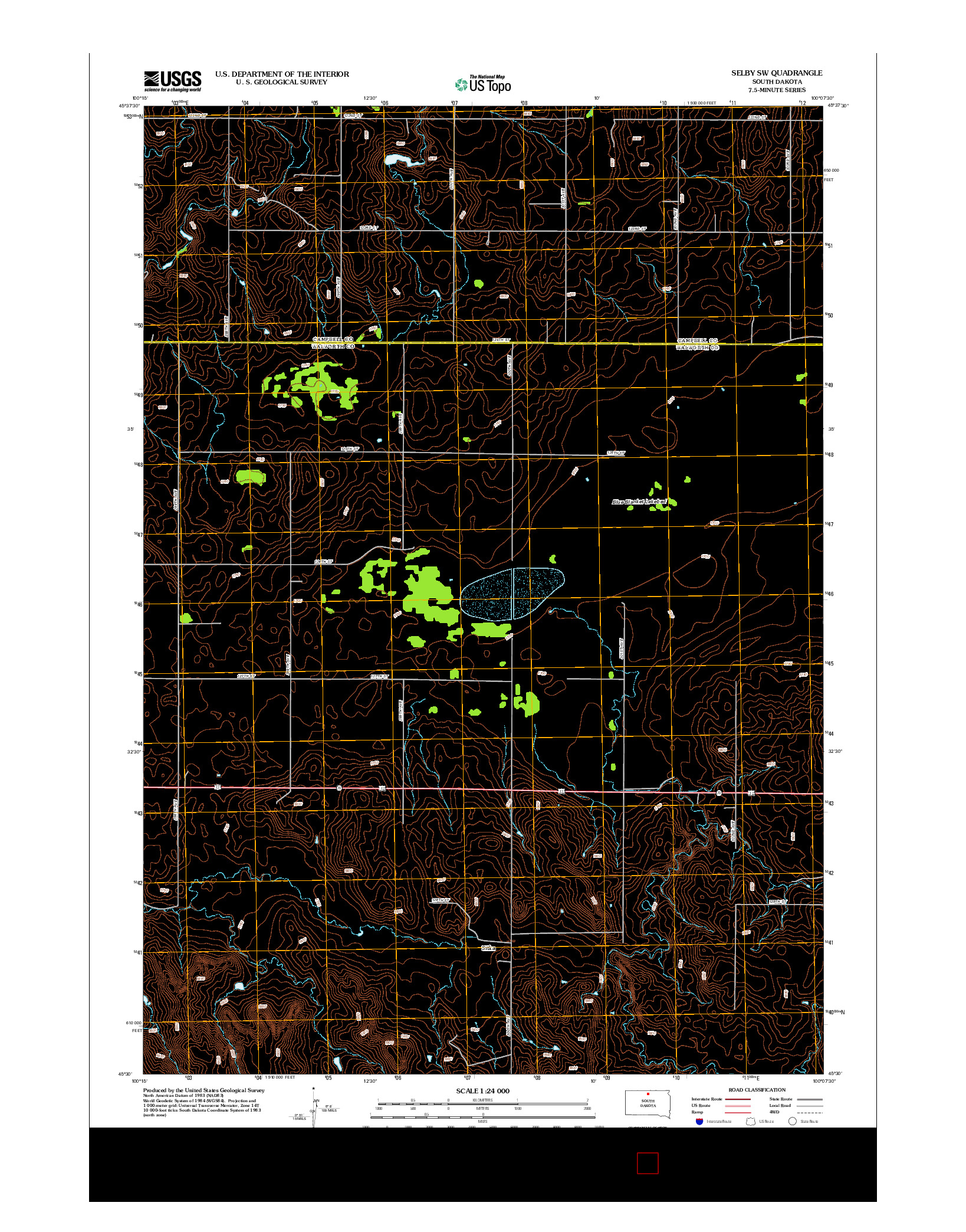 USGS US TOPO 7.5-MINUTE MAP FOR SELBY SW, SD 2012