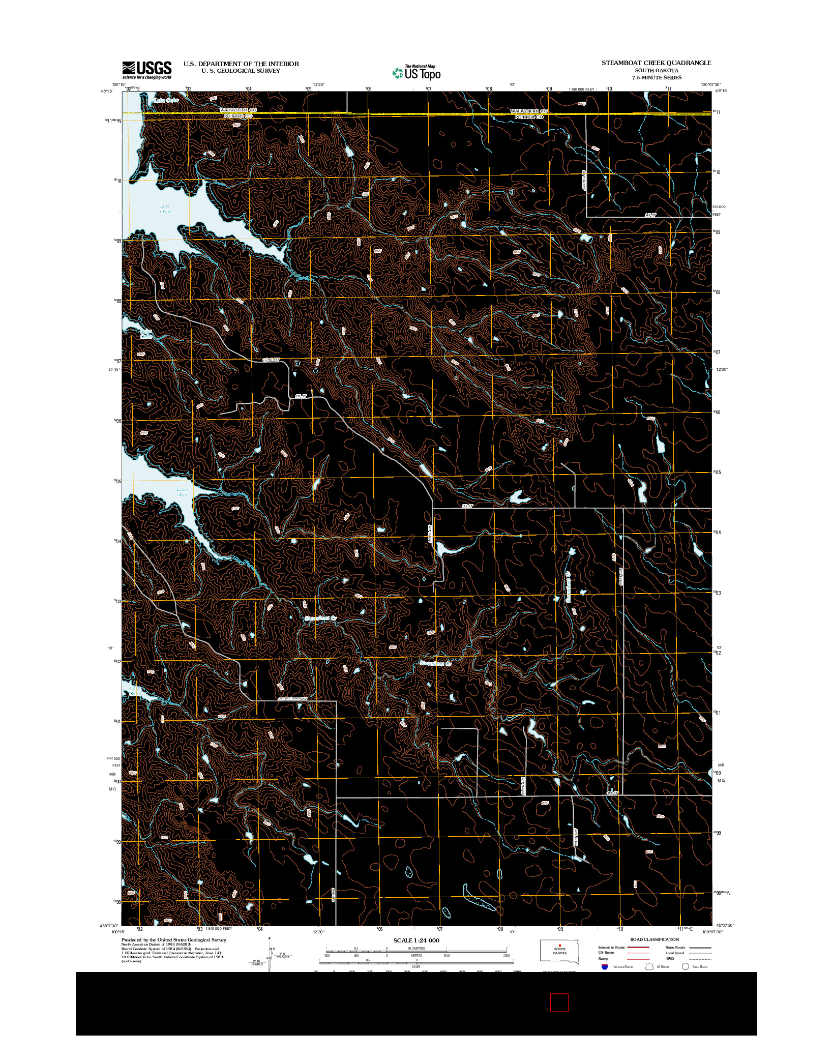 USGS US TOPO 7.5-MINUTE MAP FOR STEAMBOAT CREEK, SD 2012