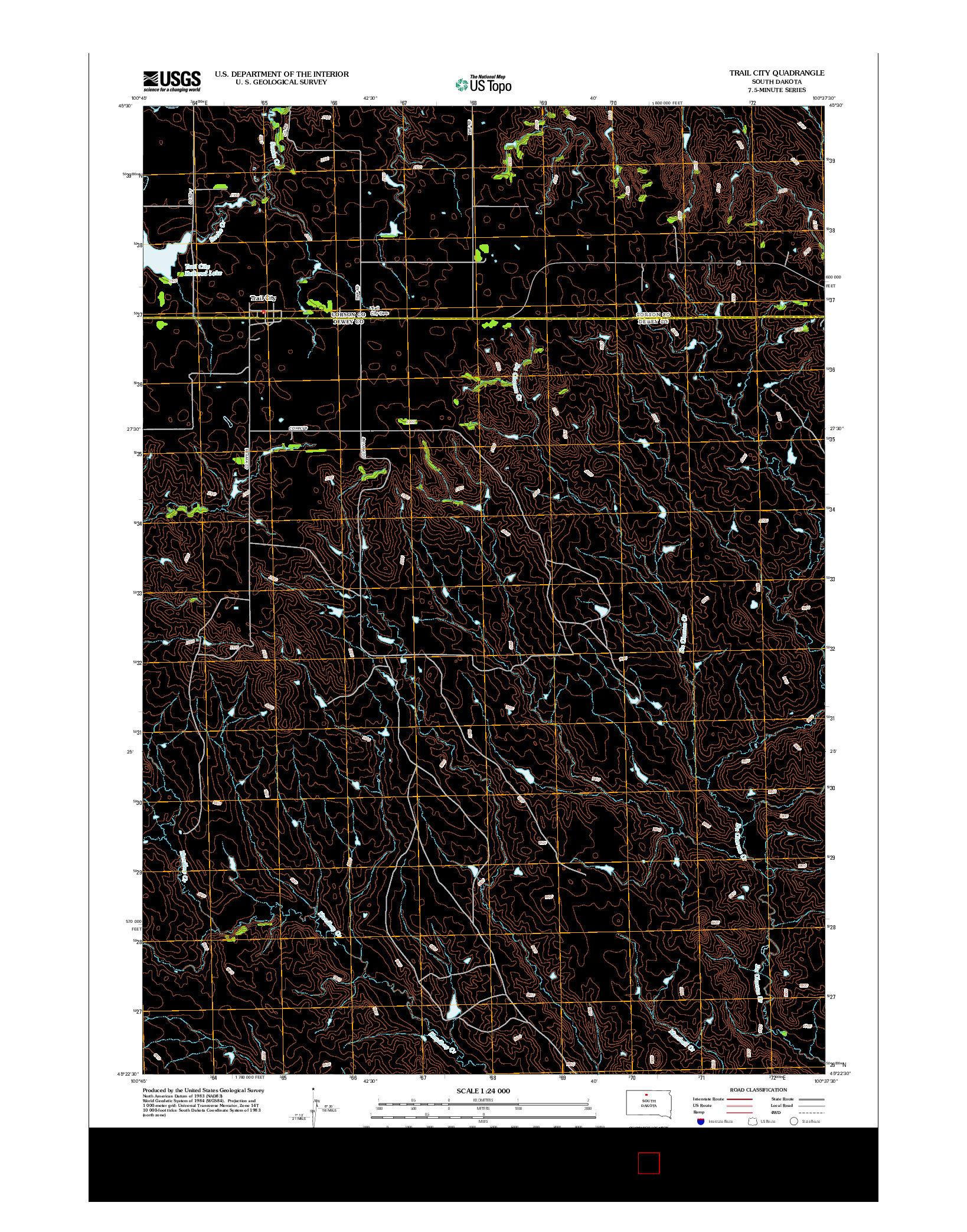 USGS US TOPO 7.5-MINUTE MAP FOR TRAIL CITY, SD 2012