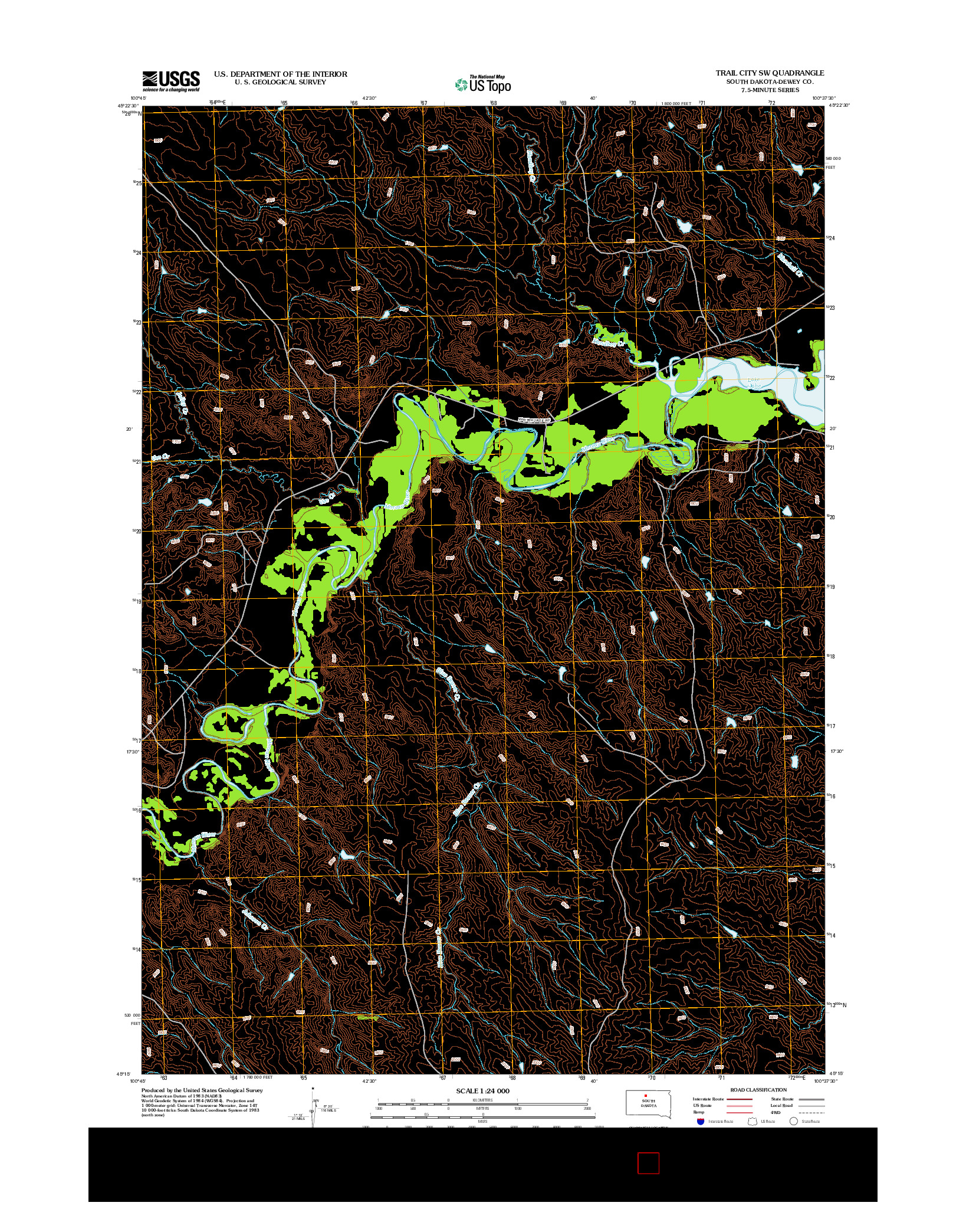 USGS US TOPO 7.5-MINUTE MAP FOR TRAIL CITY SW, SD 2012