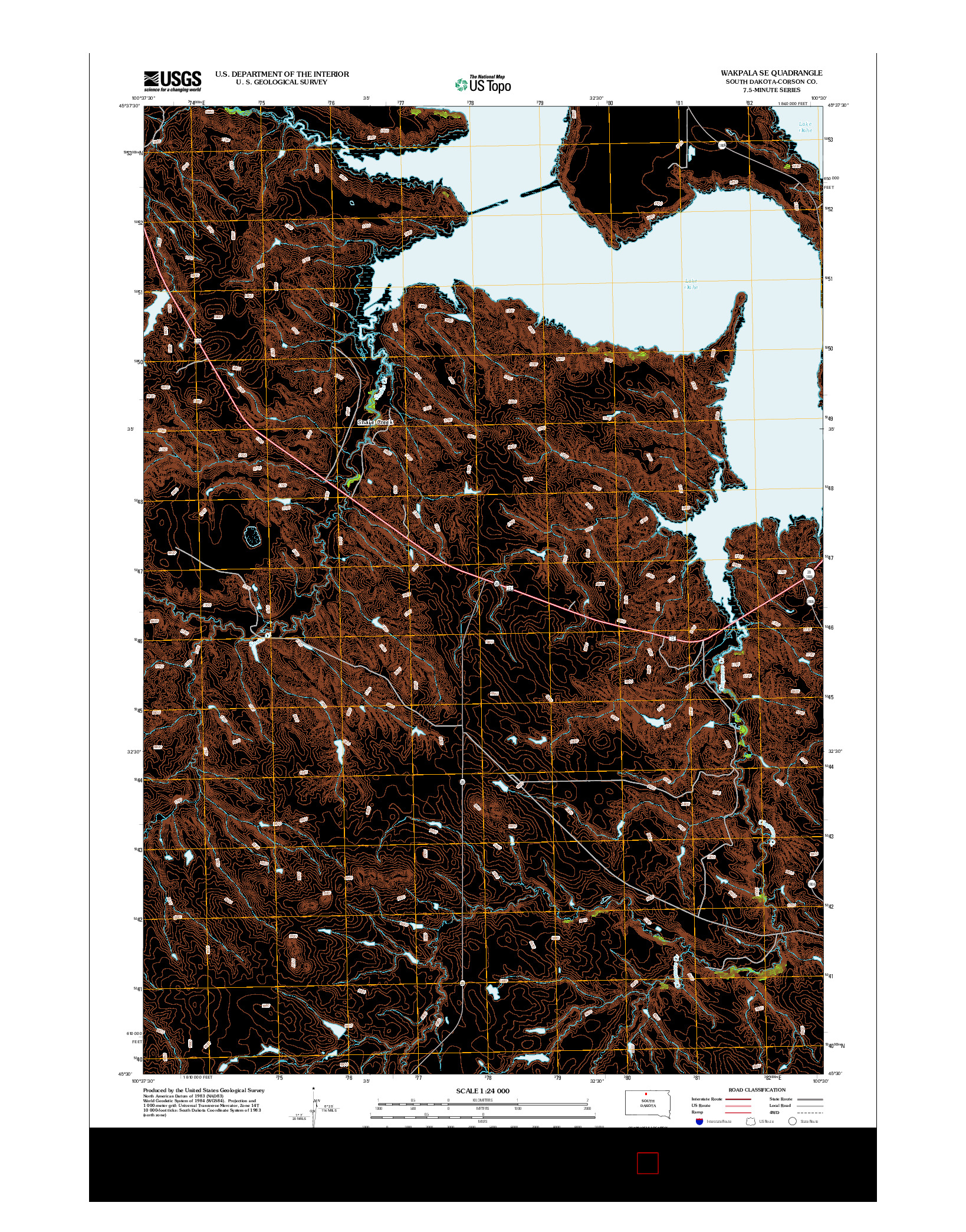 USGS US TOPO 7.5-MINUTE MAP FOR WAKPALA SE, SD 2012