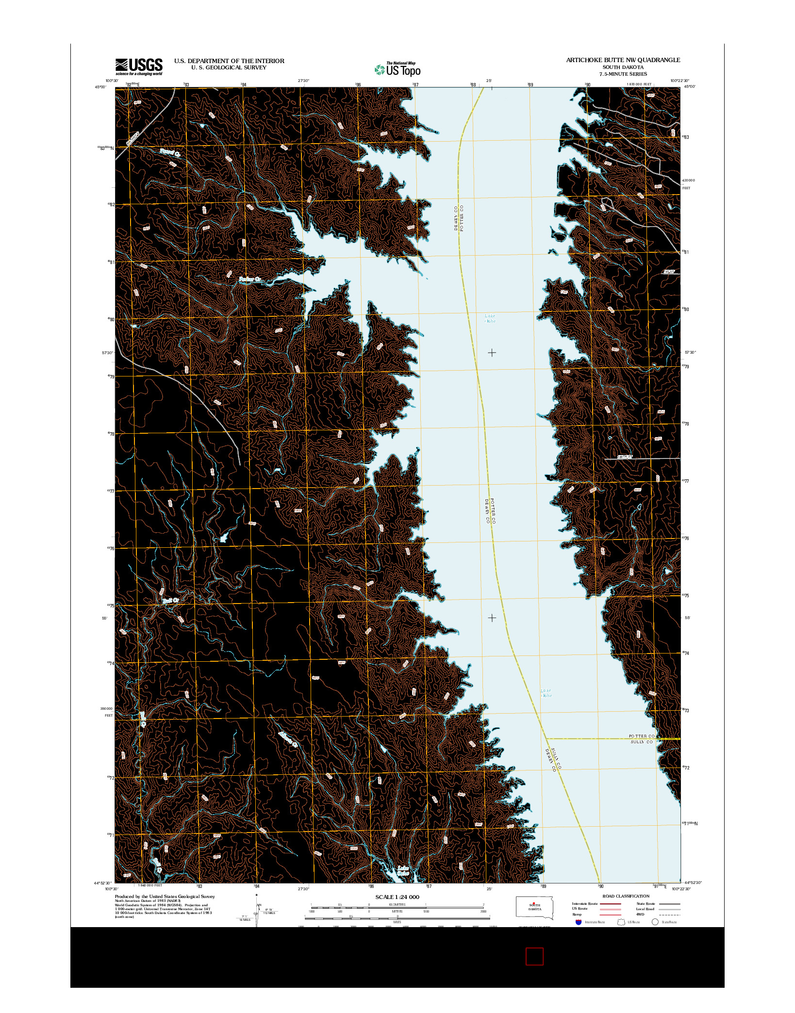 USGS US TOPO 7.5-MINUTE MAP FOR ARTICHOKE BUTTE NW, SD 2012