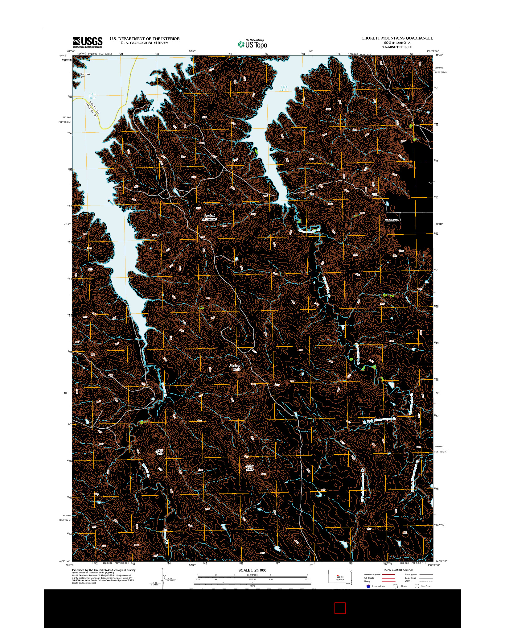 USGS US TOPO 7.5-MINUTE MAP FOR CROKETT MOUNTAINS, SD 2012