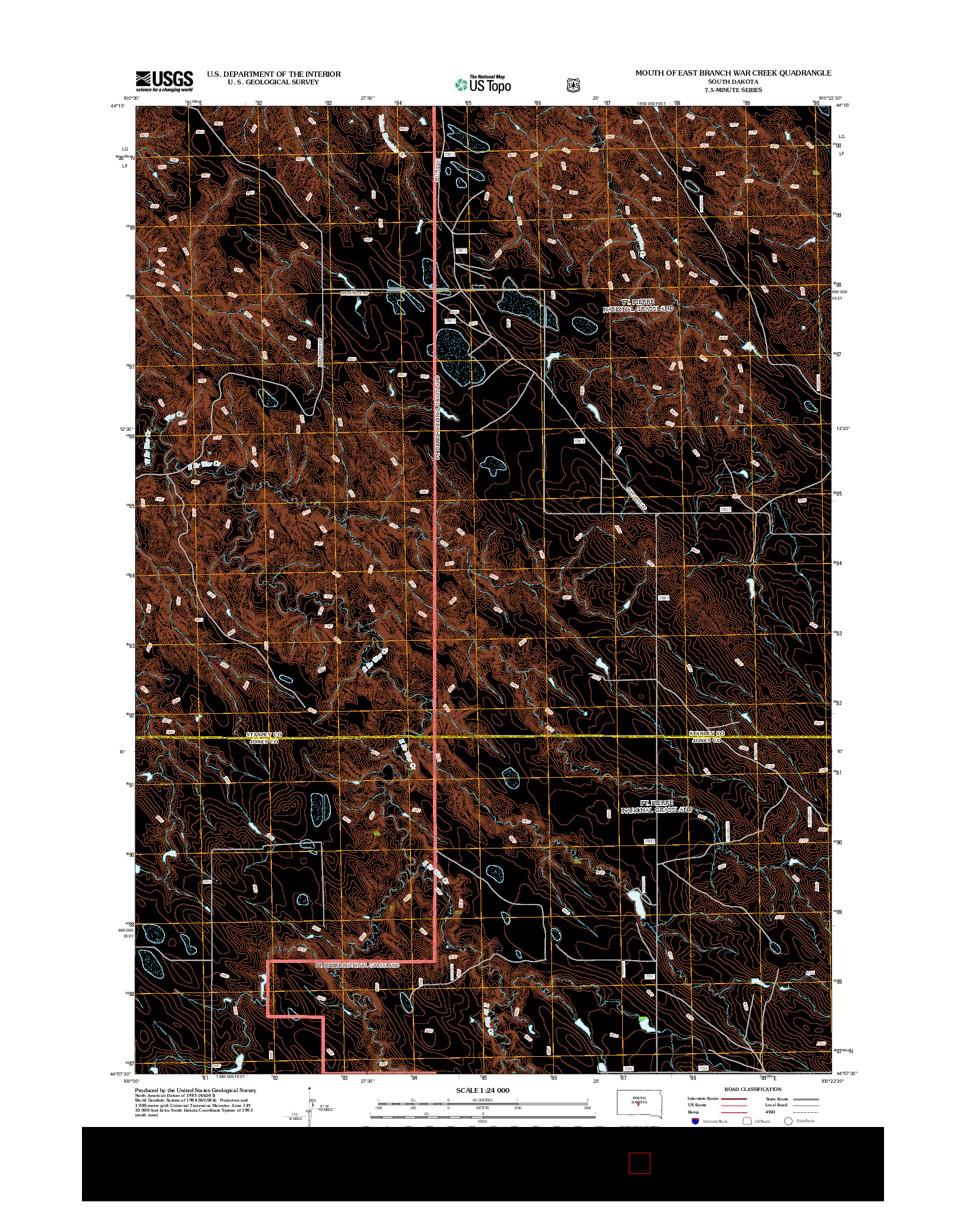 USGS US TOPO 7.5-MINUTE MAP FOR MOUTH OF EAST BRANCH WAR CREEK, SD 2012